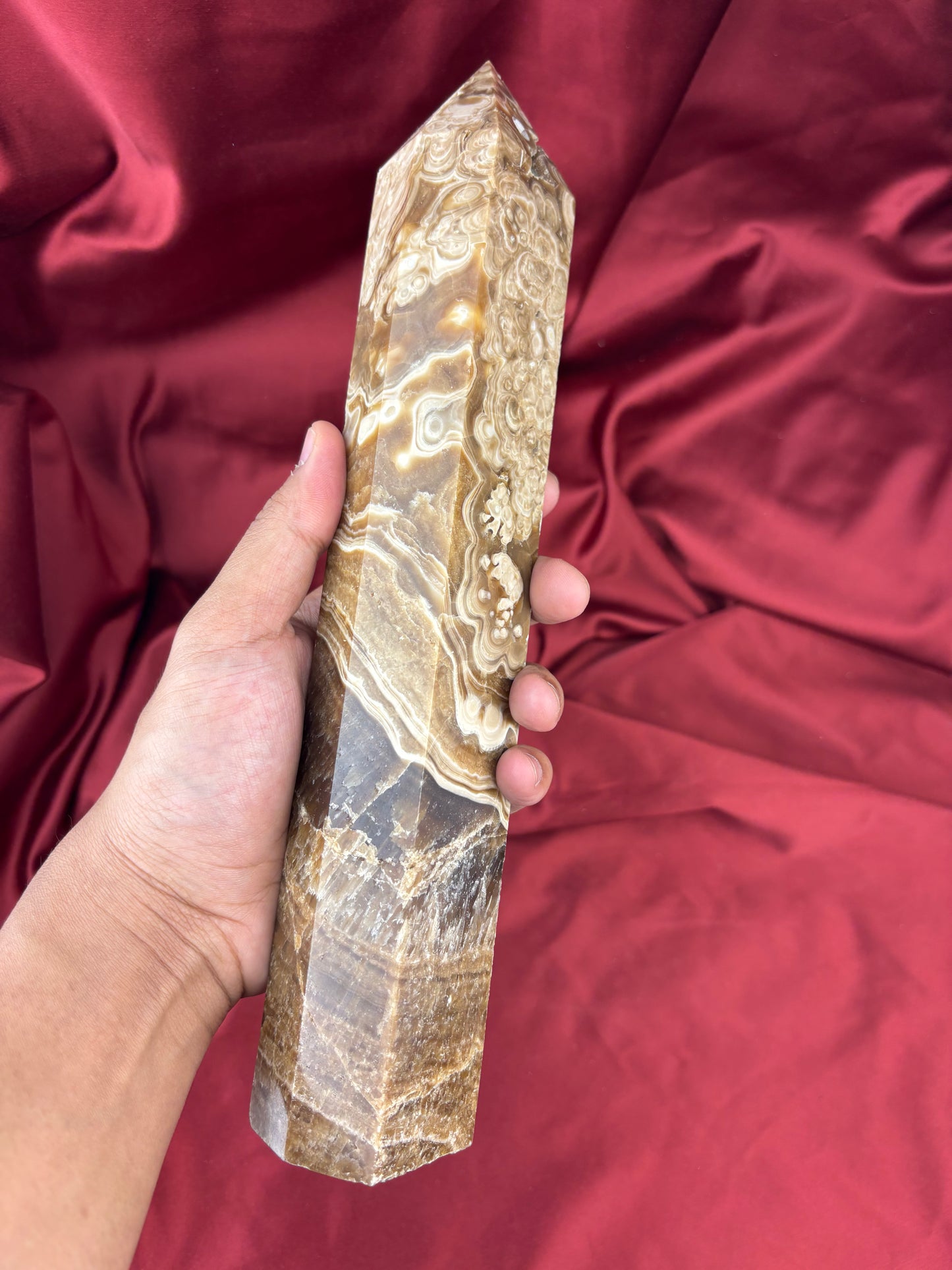 Amber Kalcit (Aragonit) 29cm Torony