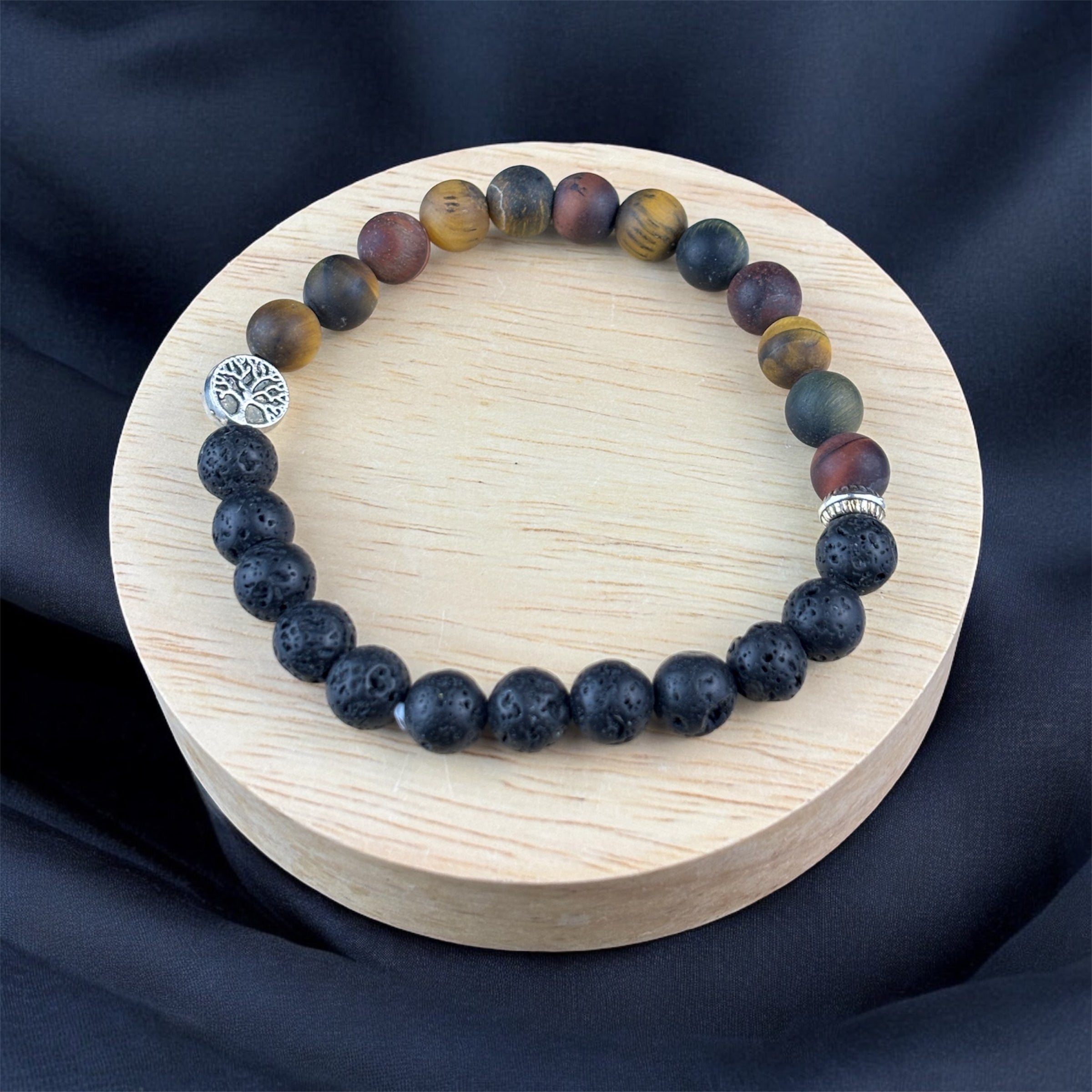 Tigrisszem & LávaKő Karkötő 8mm (Matt)