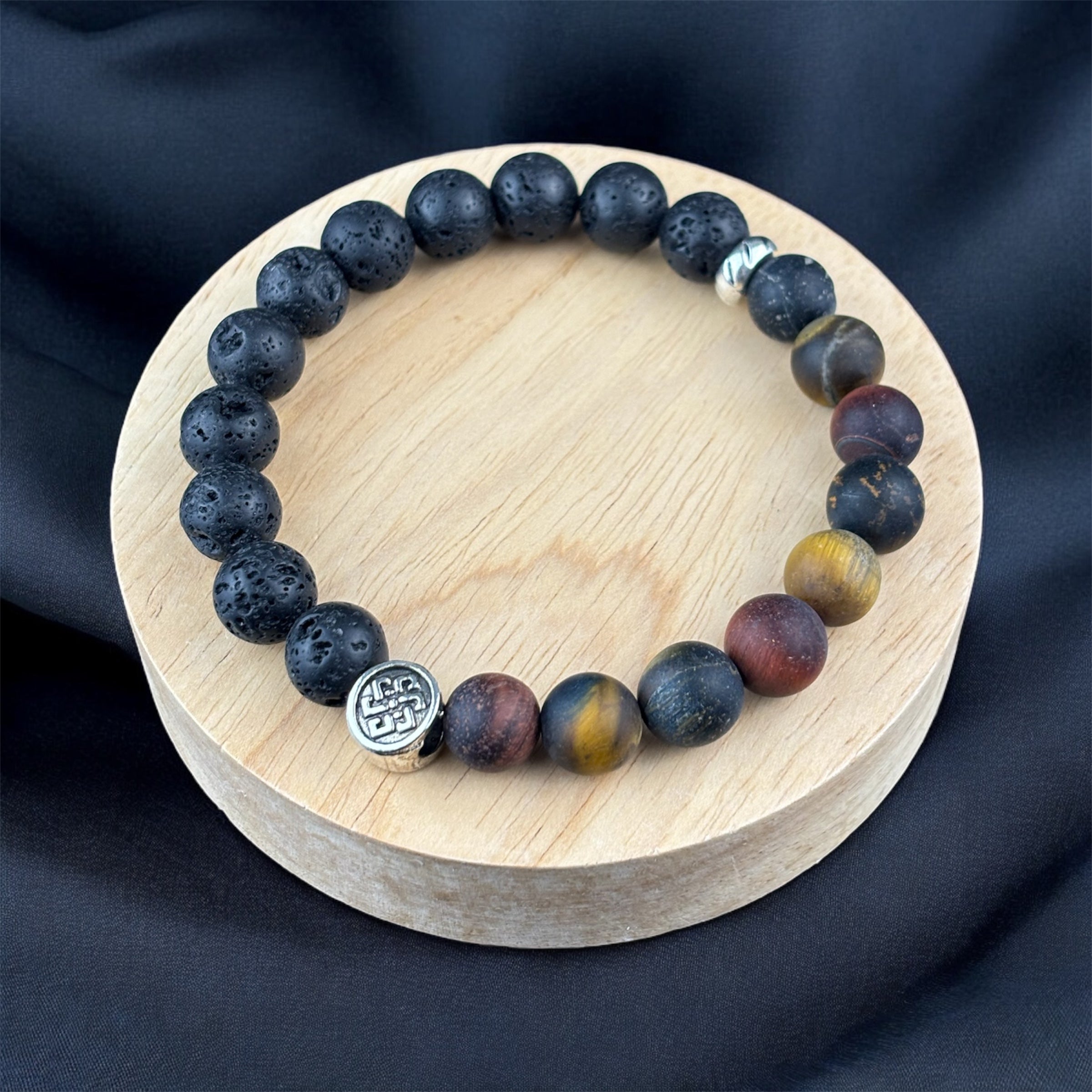 Tigrisszem & LávaKő Karkötő 10mm (Matt)