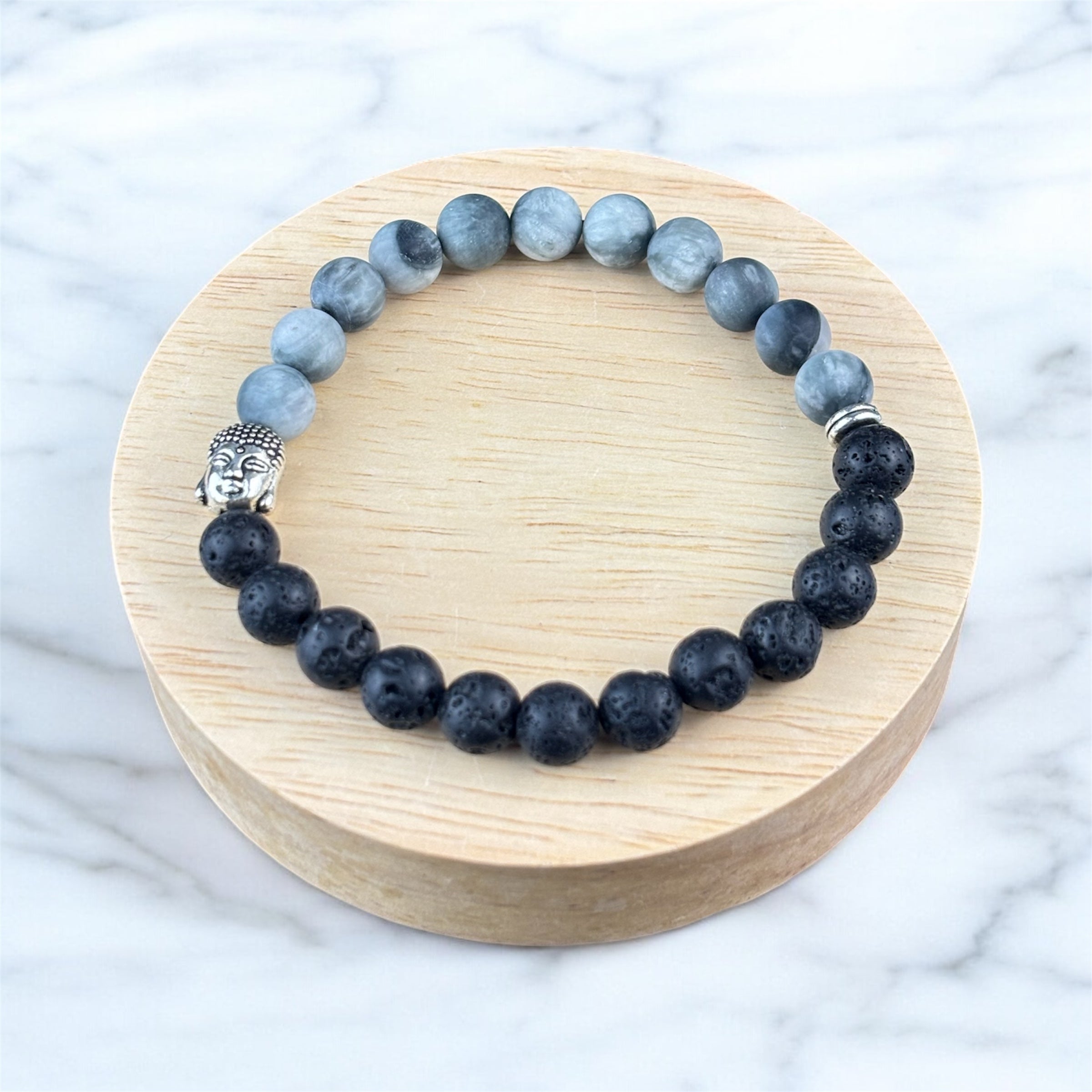 Sas Szem & Lávakő Karkötő 8mm (Matt)