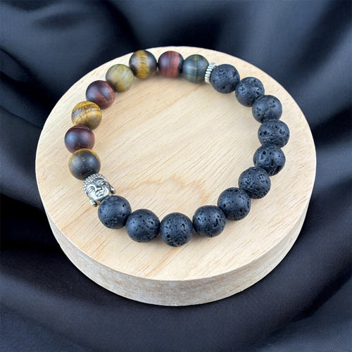 Tigrisszem & LávaKő Karkötő 10mm (Matt)