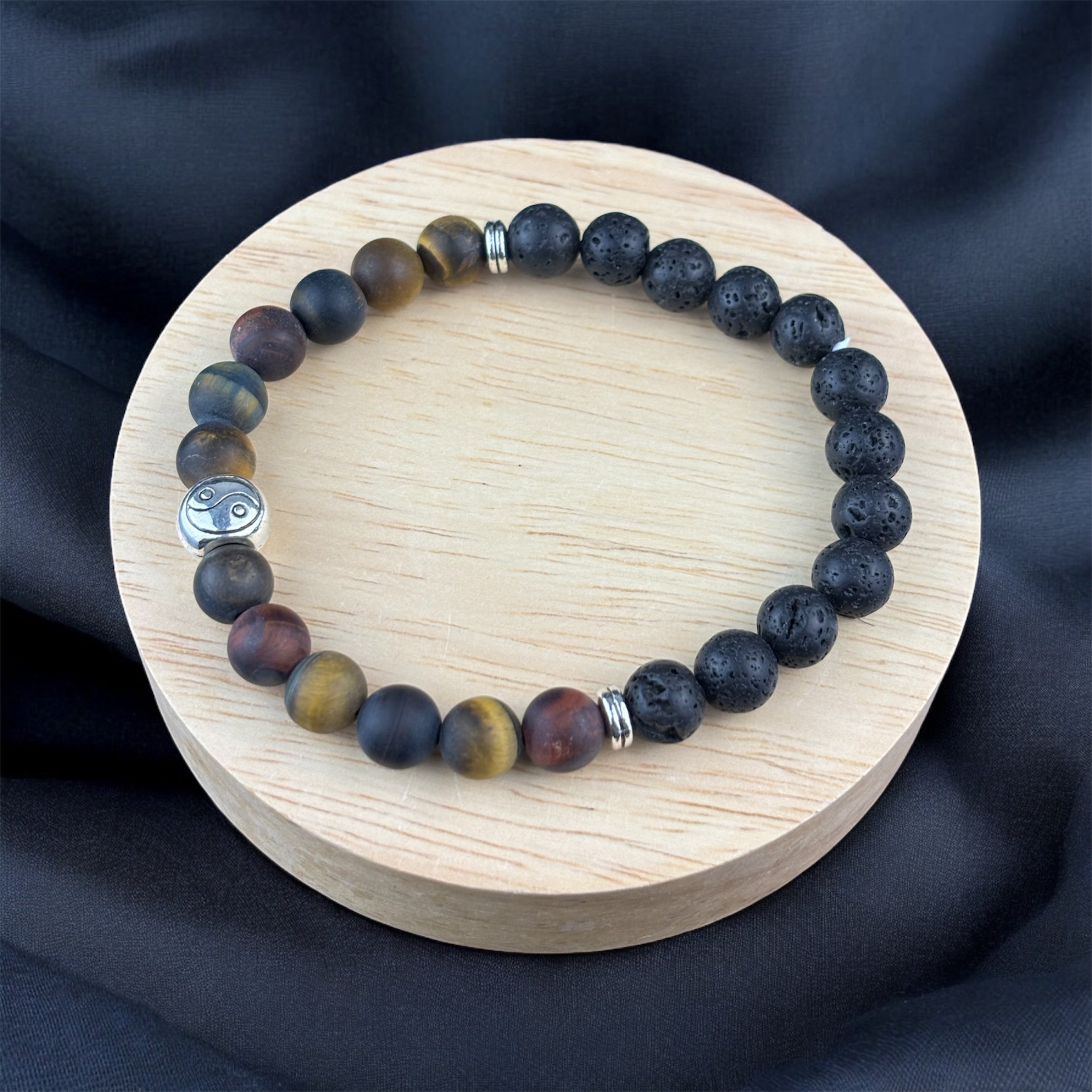 Tigrisszem & LávaKő Karkötő 8mm (Matt)