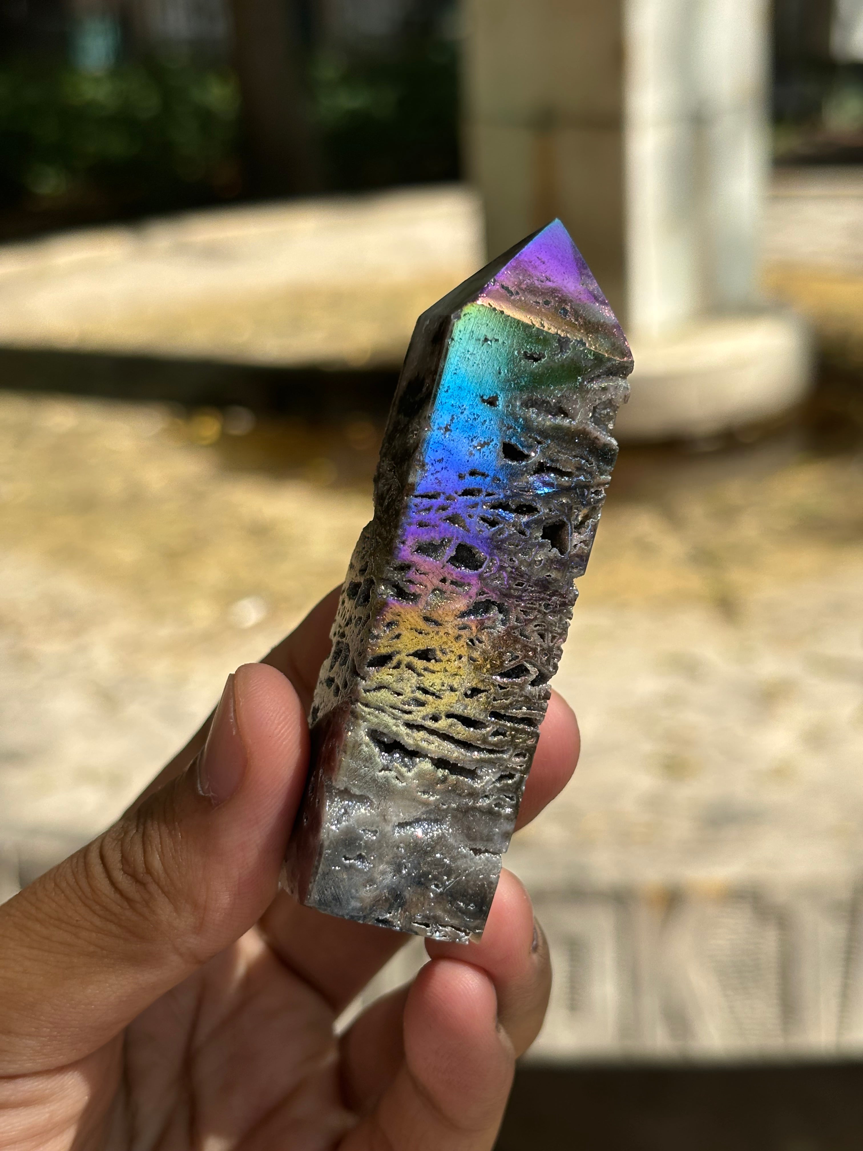 Sphalerite Quartz Aura / Szfalerit kvarc aura Torony (8-9cm)