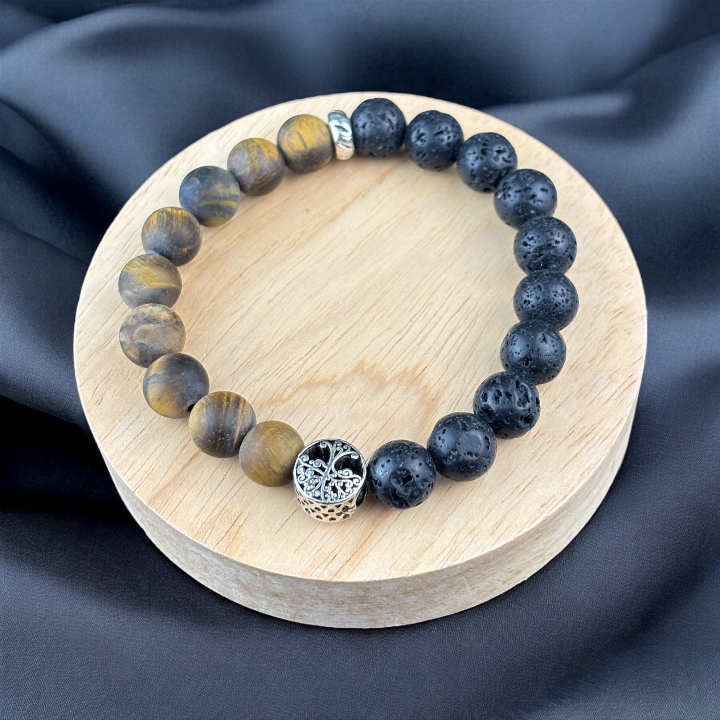 Tigrisszem & LávaKő Karkötő 10mm (Matt)