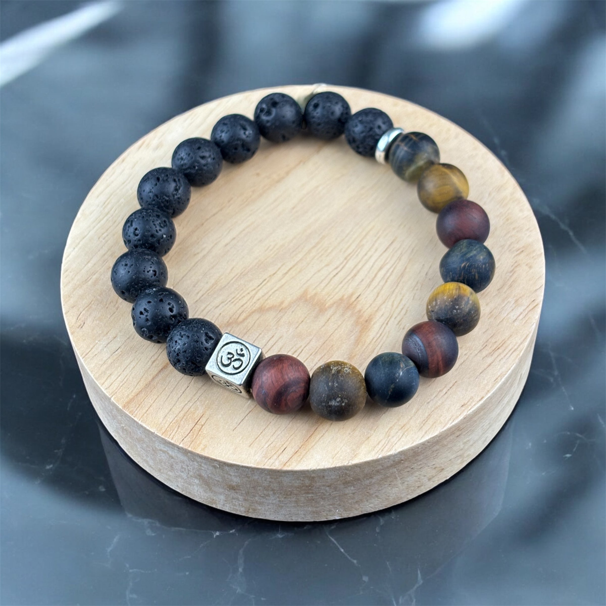 Tigrisszem & LávaKő Karkötő 10mm (Matt)