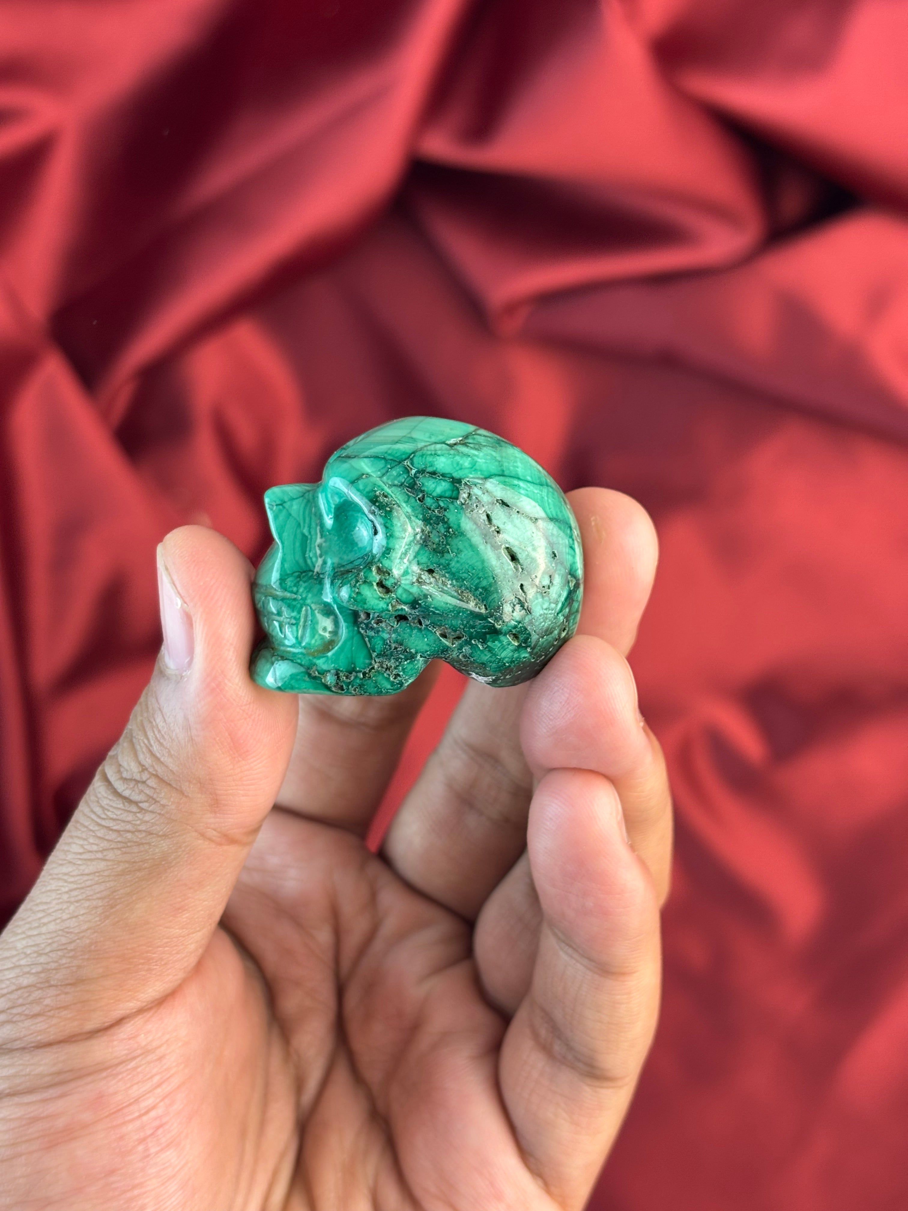 Mini Malachit koponya 58gr