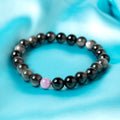 2026 Bracelet - Silver Obsidian & Ruby 8mm/20cm