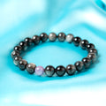2026 Bracelet - Silver Obsidian & Ruby 8mm