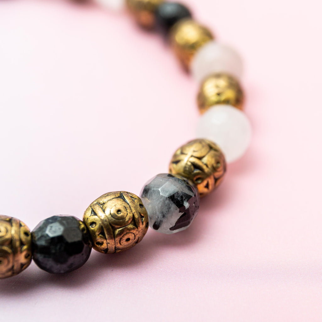 Tourmaline Quartz Elephant Bracelet - 7mm/19cm