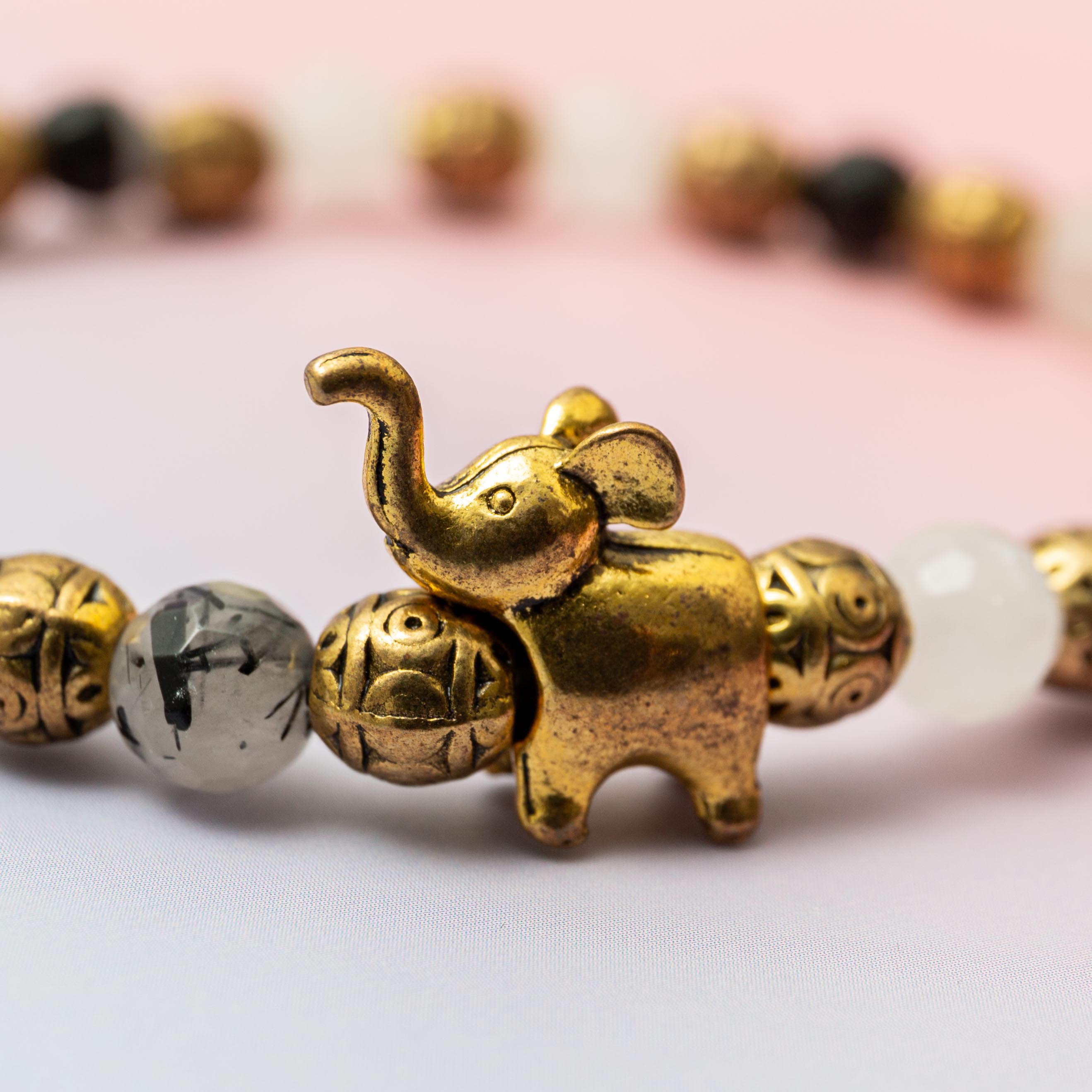 Tourmaline Quartz Elephant Bracelet - 7mm/19cm