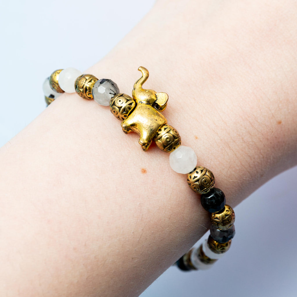 Tourmaline Quartz Elephant Bracelet - 7mm/19cm