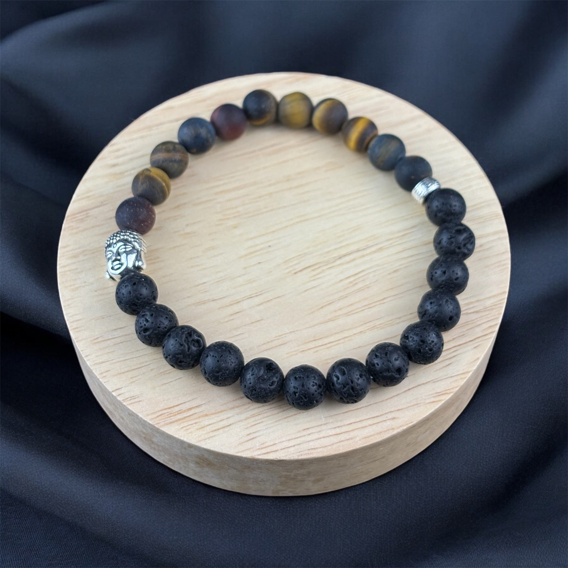 Tigrisszem & LávaKő Karkötő 8mm (Matt)