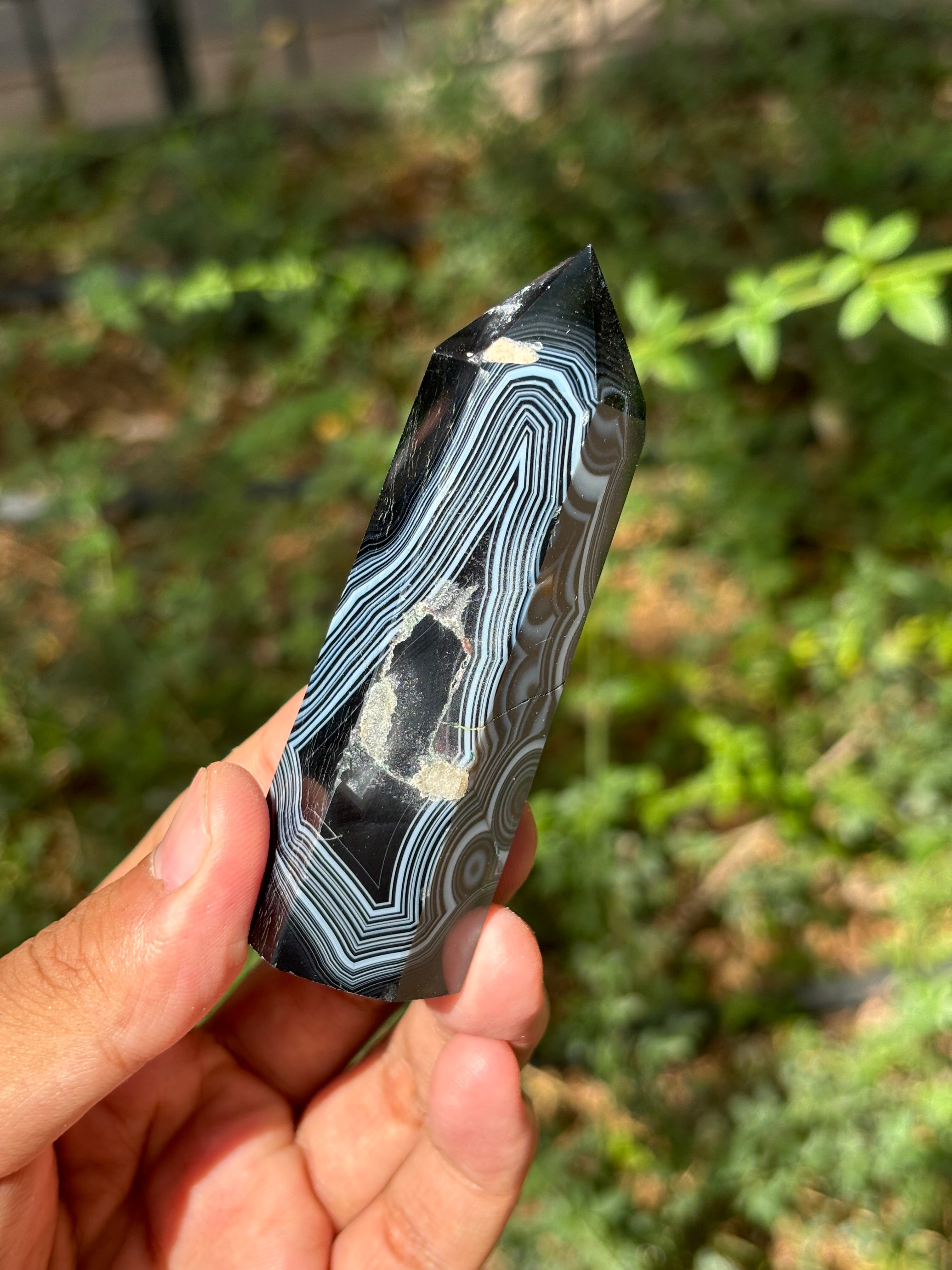 Black Agate point / Fekete Achát Torony ( 7,5-9cm)