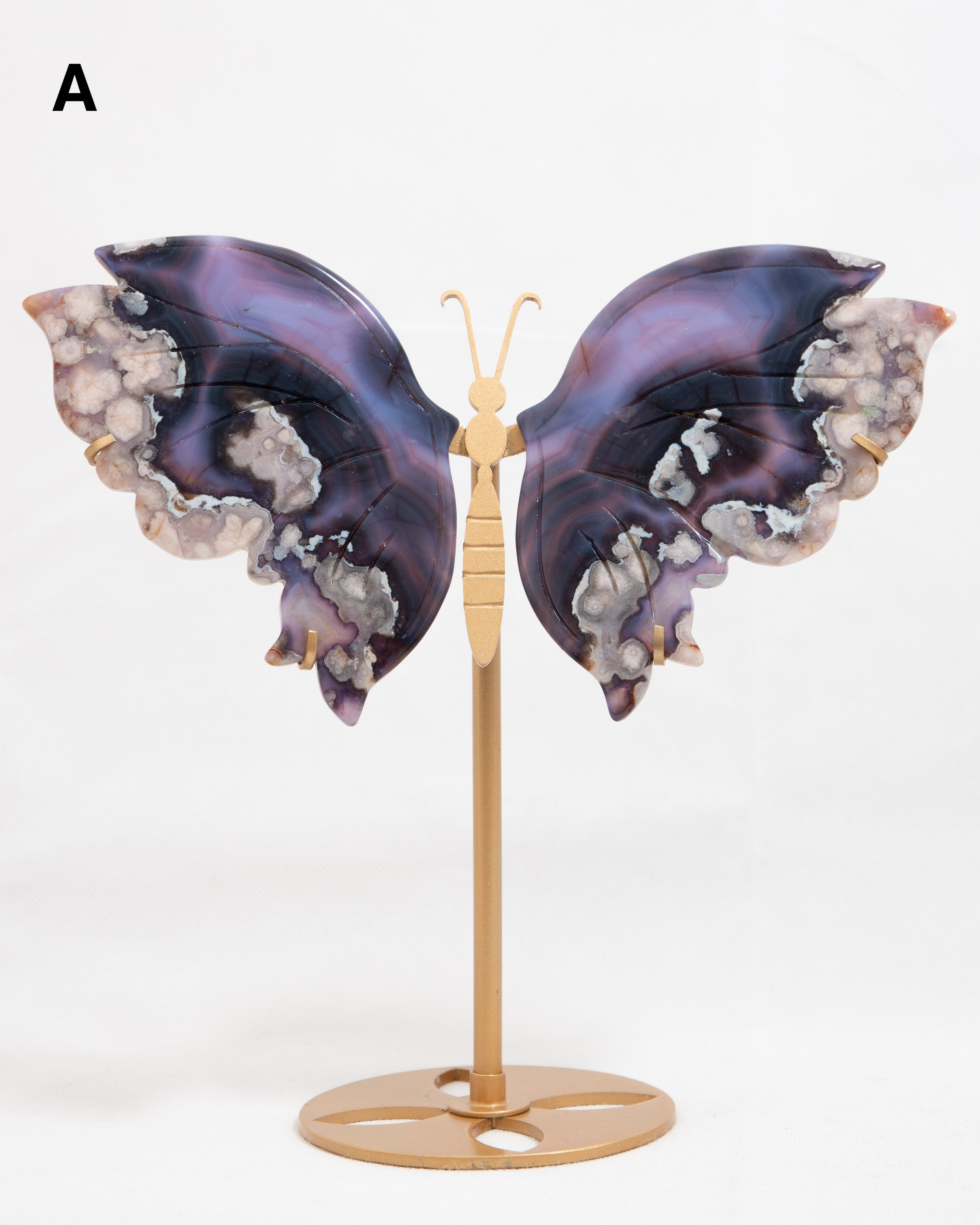 Pillangószárnyak Fém Állványon (kék-sakura achát) A