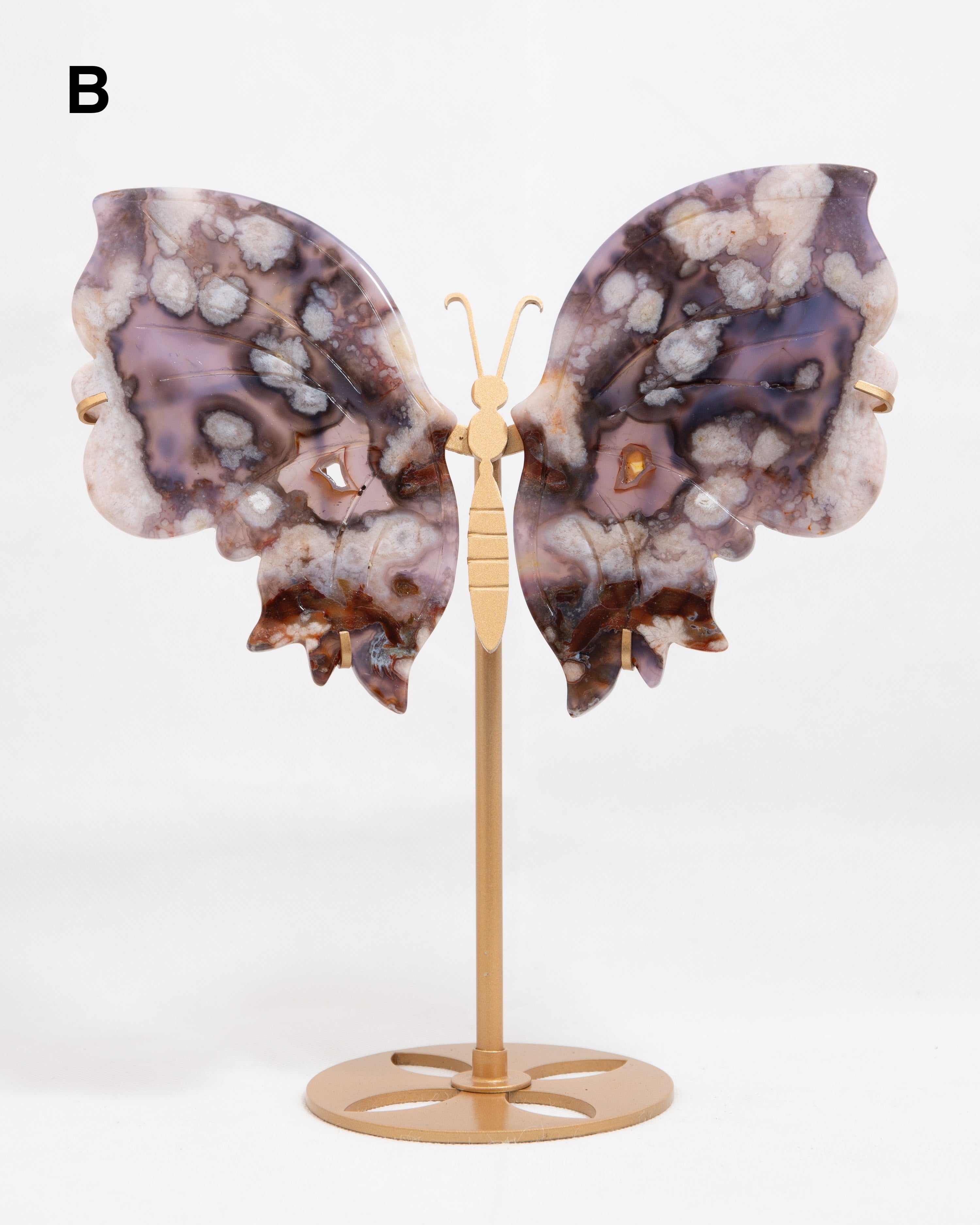 Pillangószárnyak Fém Állványon (kék-sakura achát) B