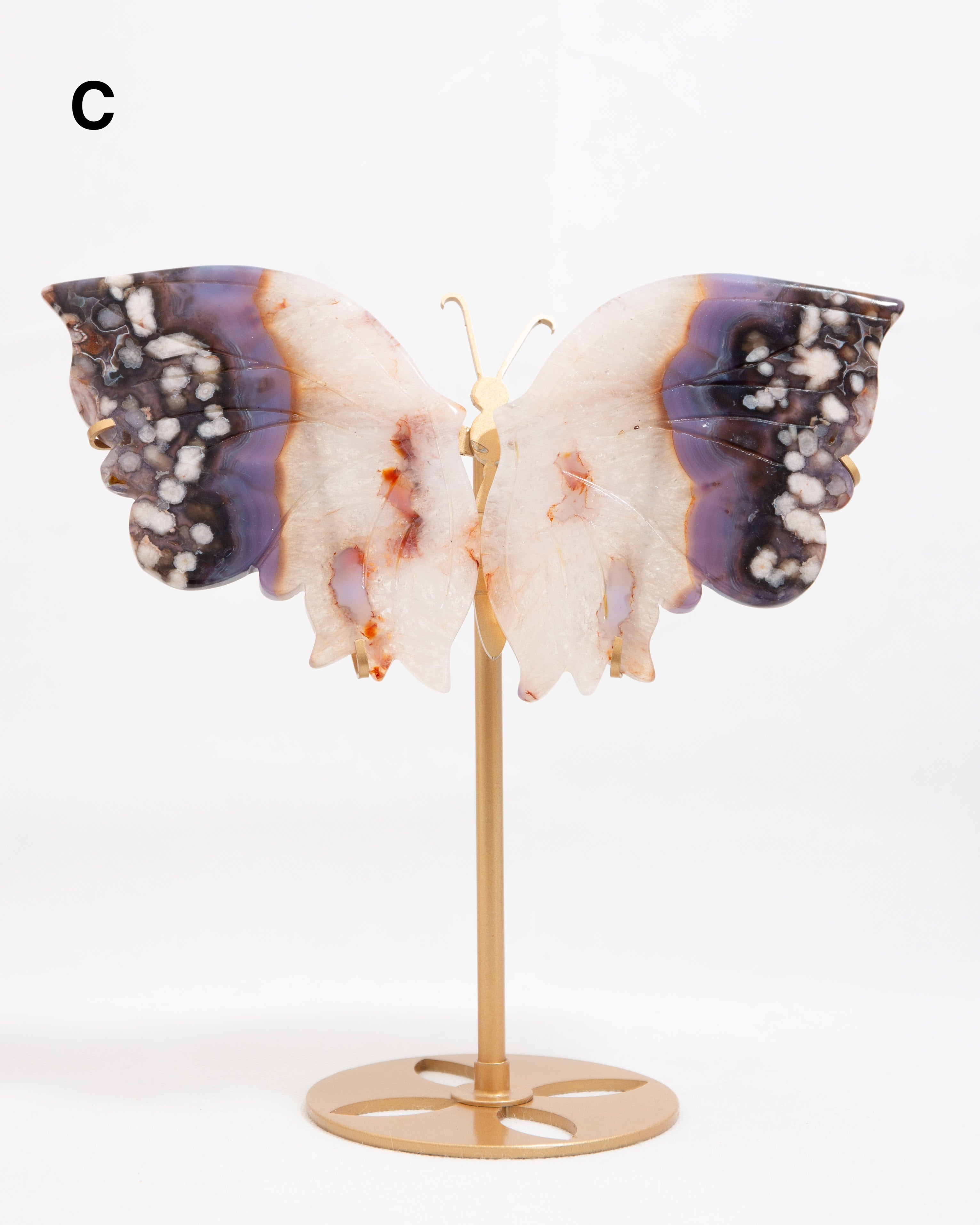 Pillangószárnyak Fém Állványon (kék-sakura achát) C