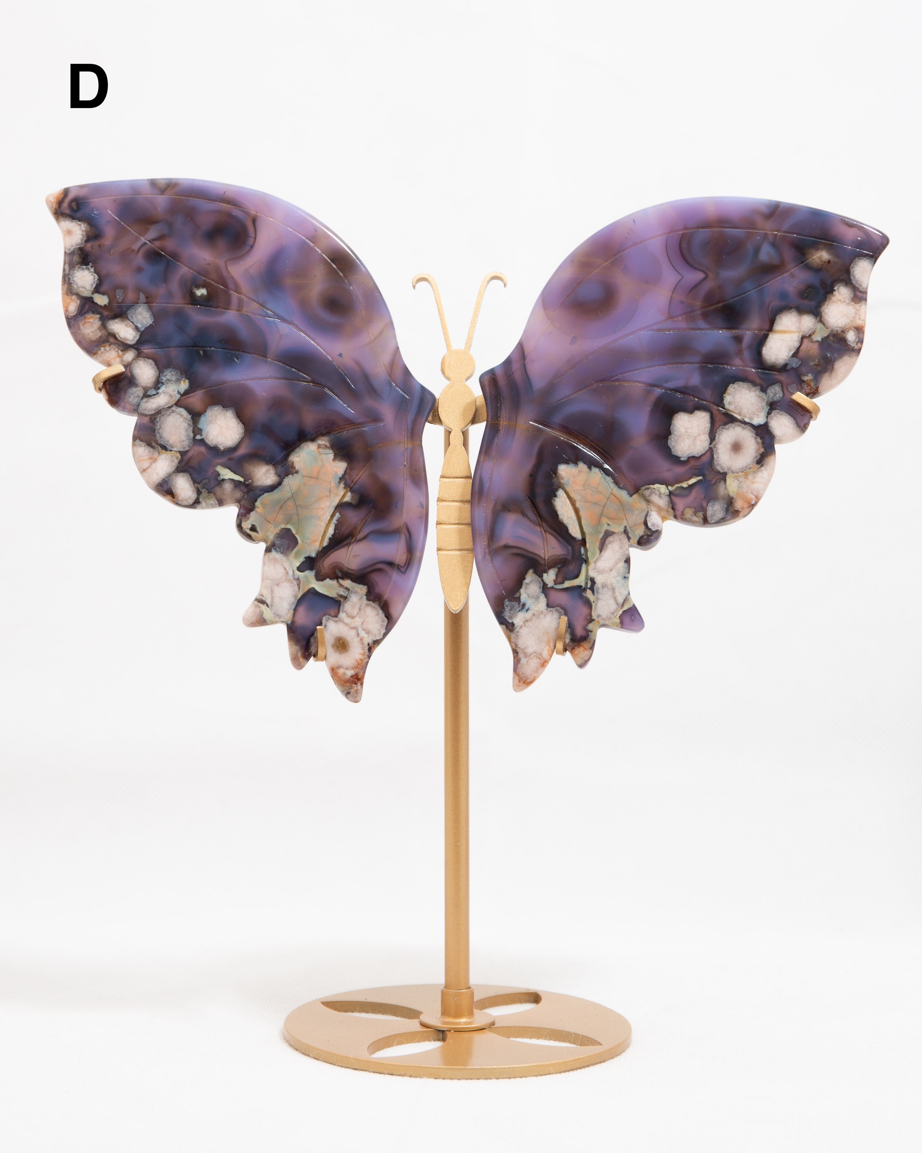 Pillangószárnyak Fém Állványon (kék-sakura achát) D