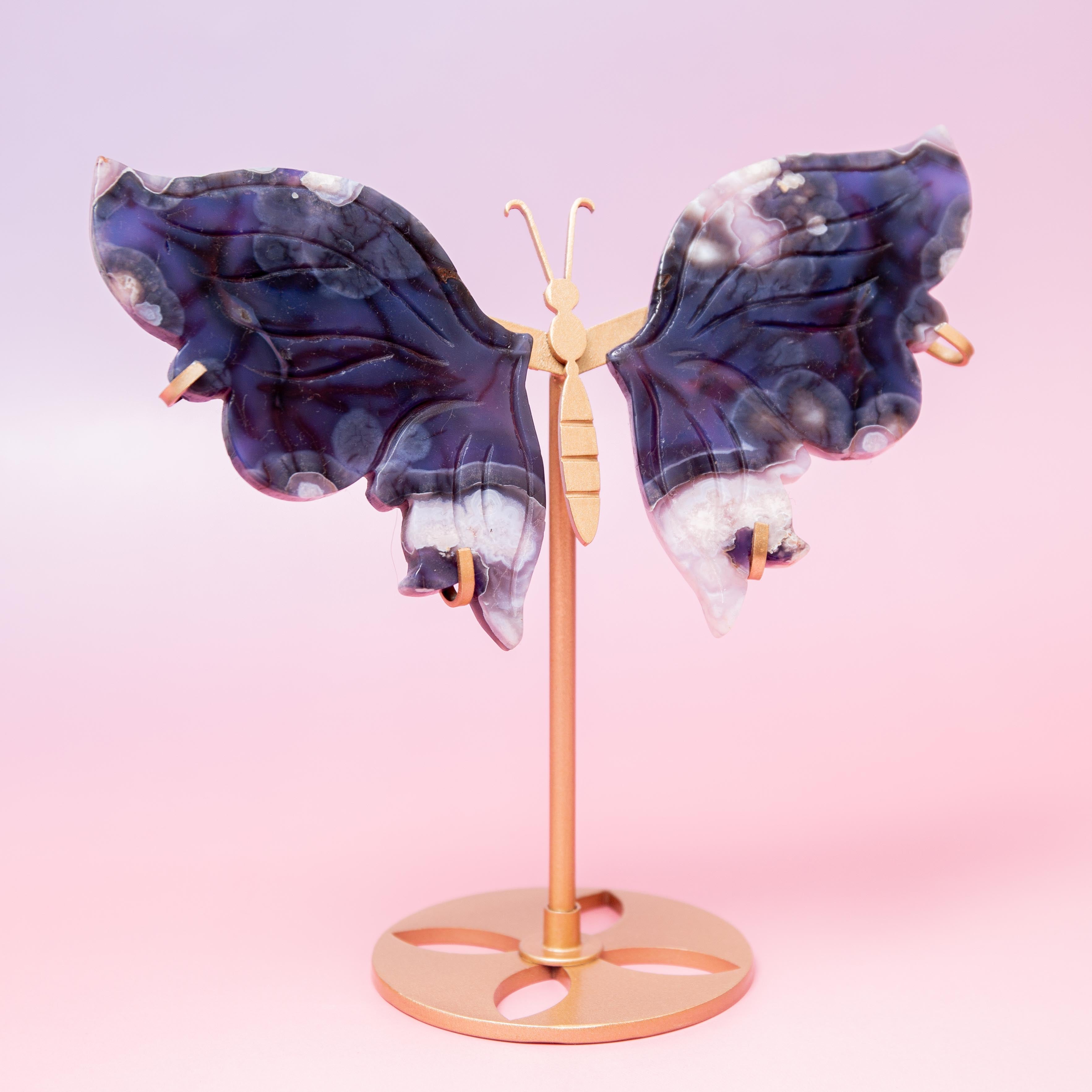 Blue Sakura agate Butterfly - 18.5cm/B