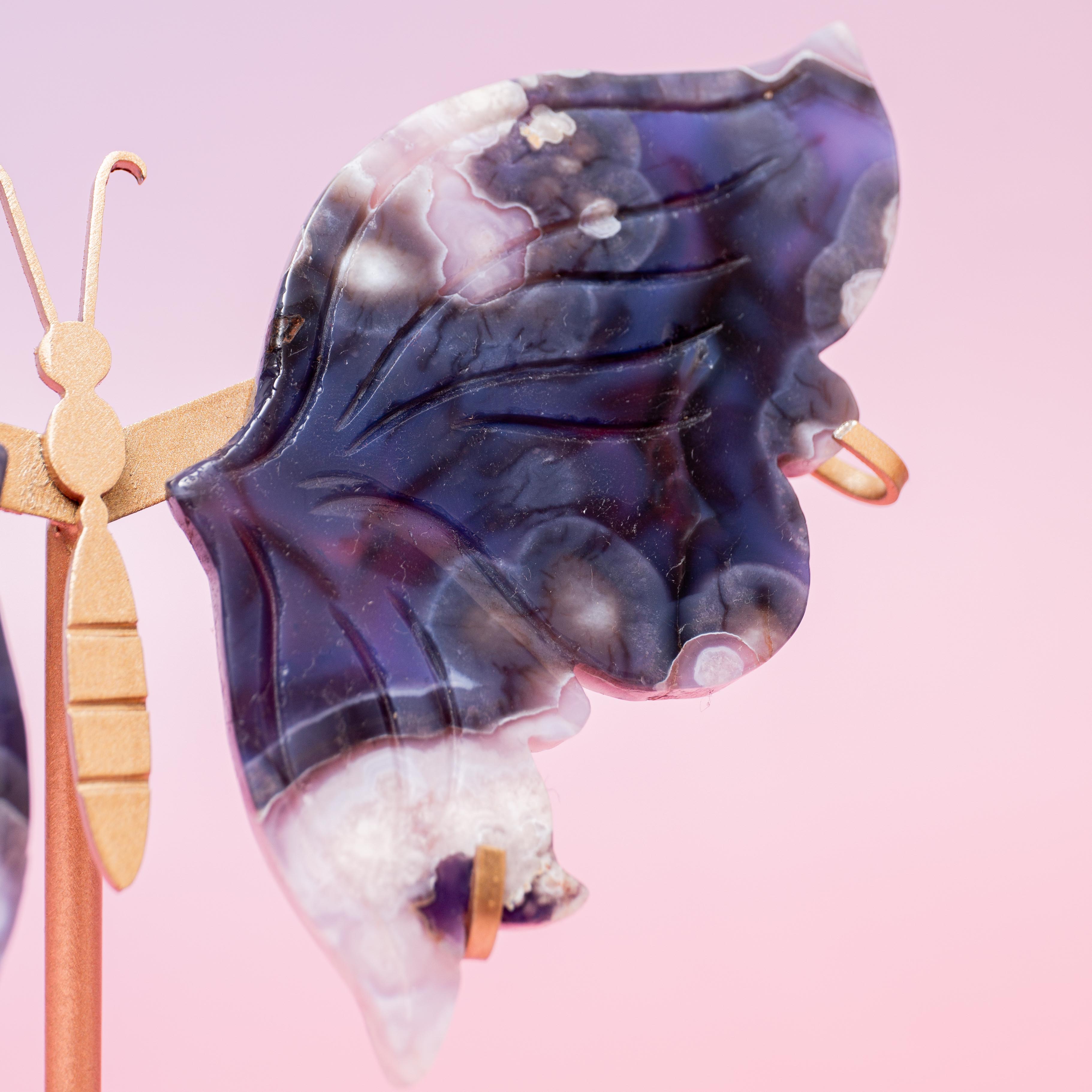 Blue Sakura agate Butterfly - 18.5cm/B