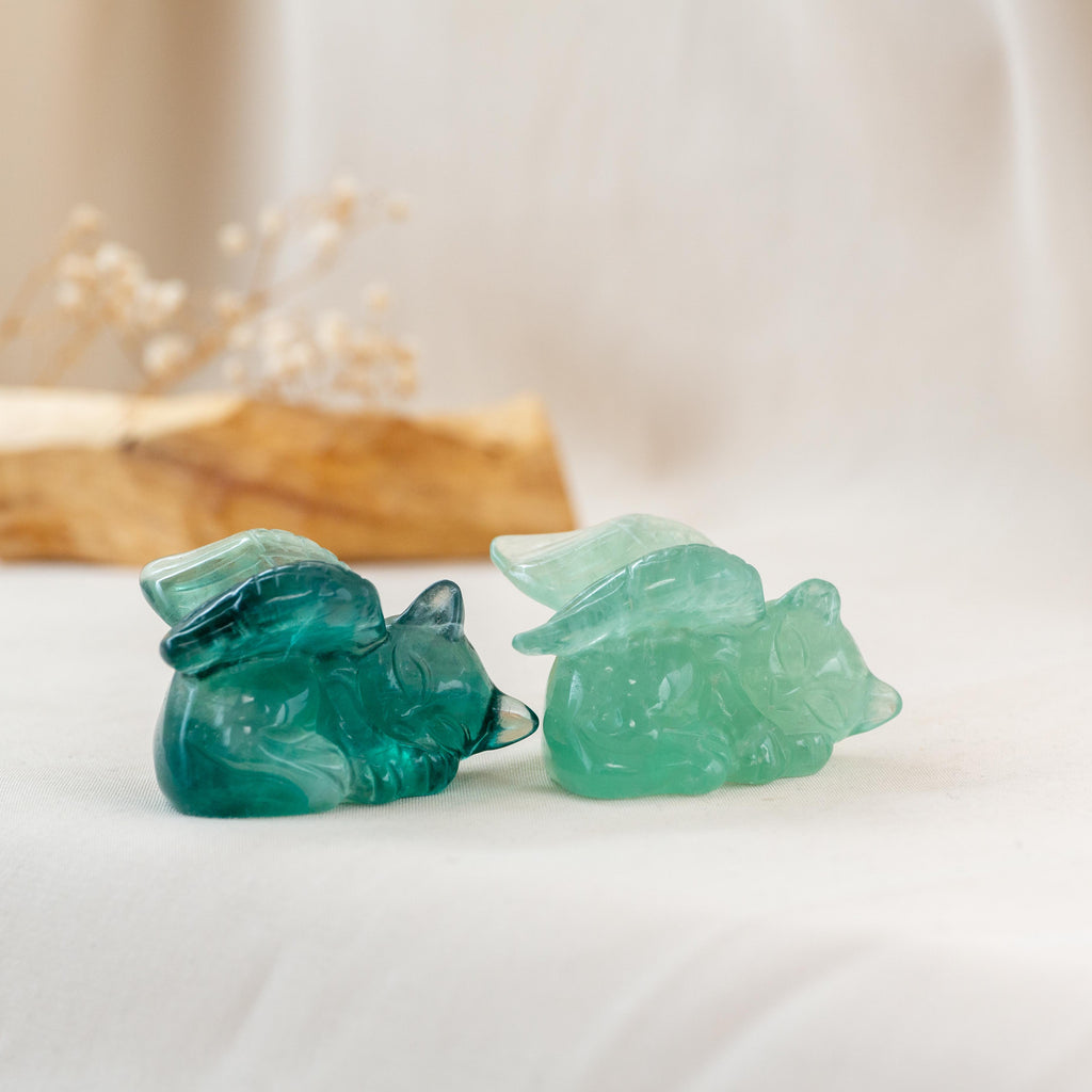 Sleeping Cat Angel - Green Fluorite