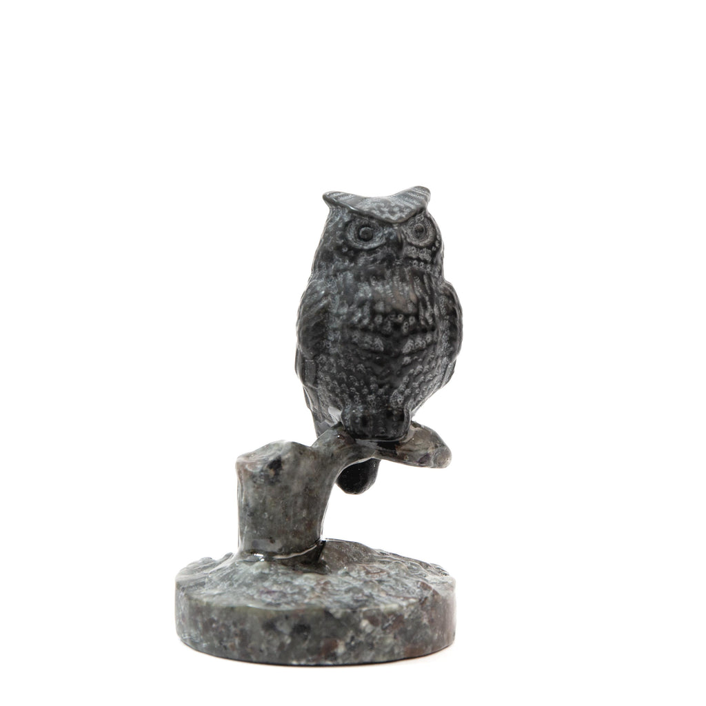 Owl on the branch - Obsidian & Yooperlite (UV)