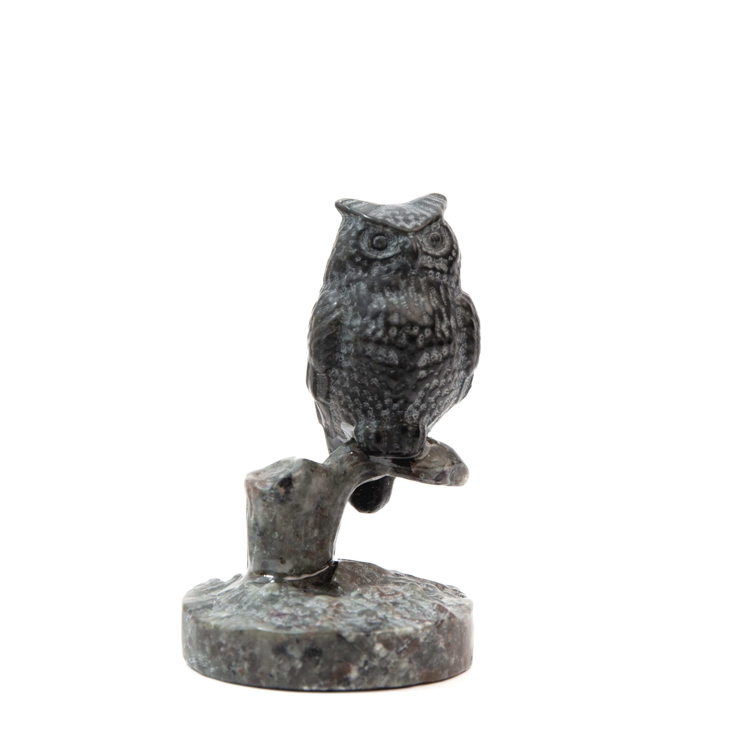 Owl on the branch - Obsidian & Yooperlite (UV)
