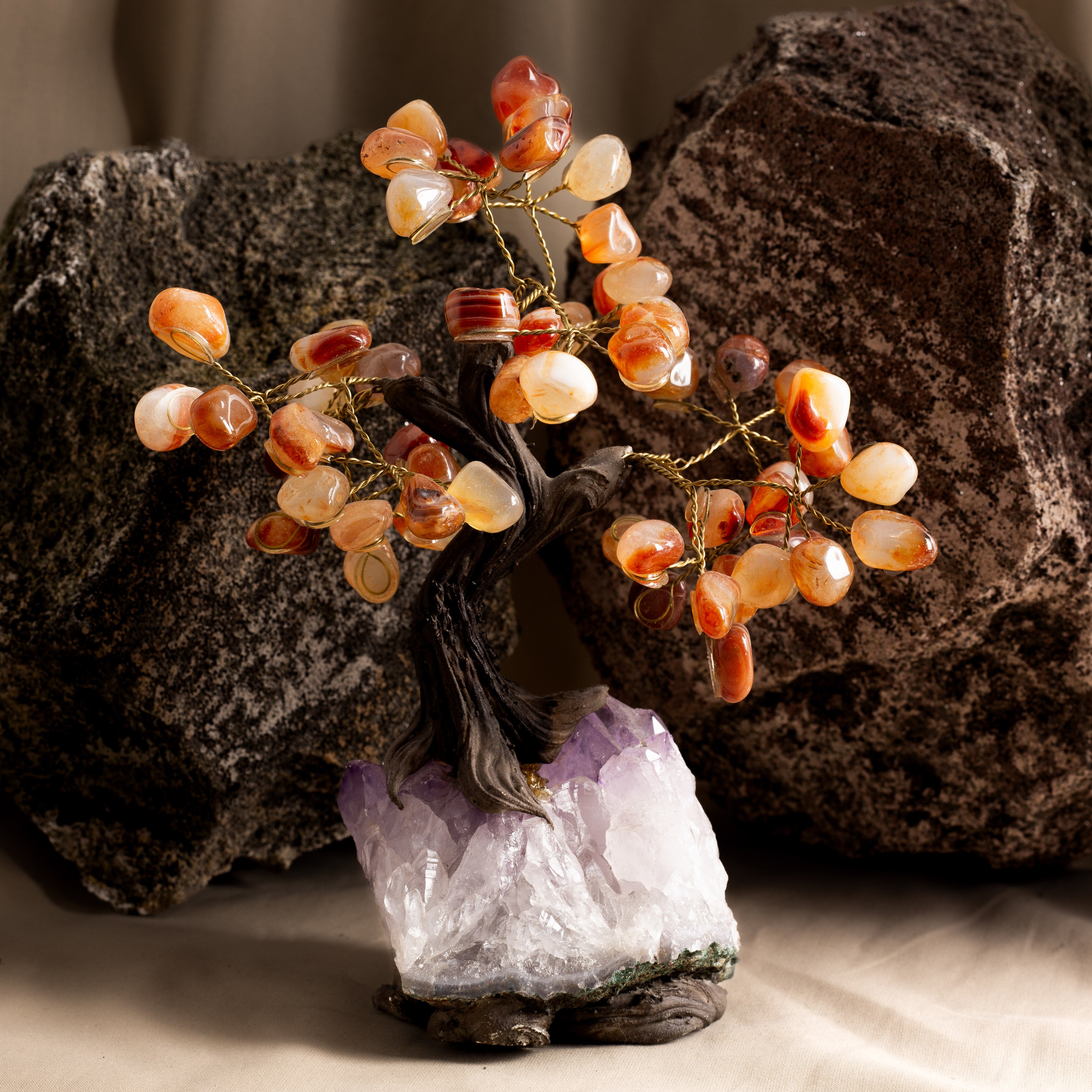 Gems Tree - Ametiszt + Karneol Brazília 15 cm