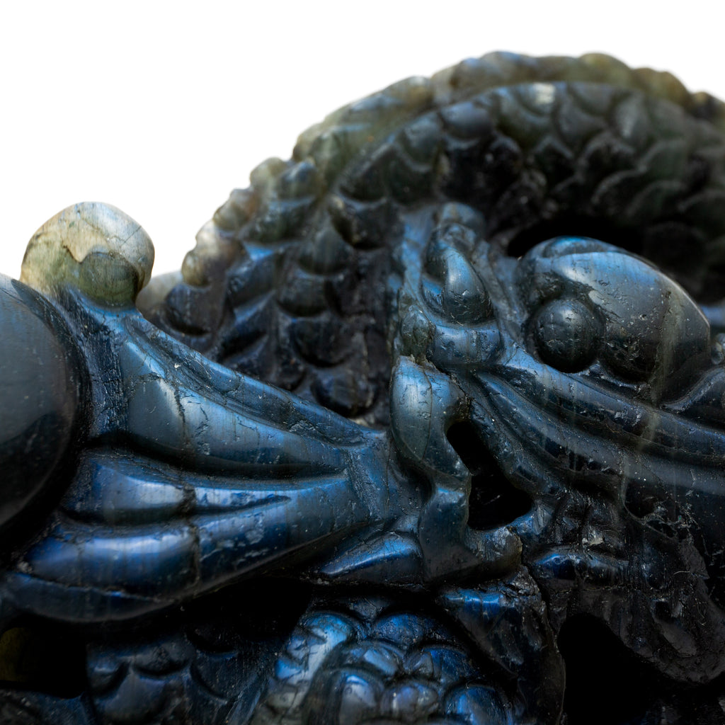 Labradorite - Dragon carvings in Chinese style