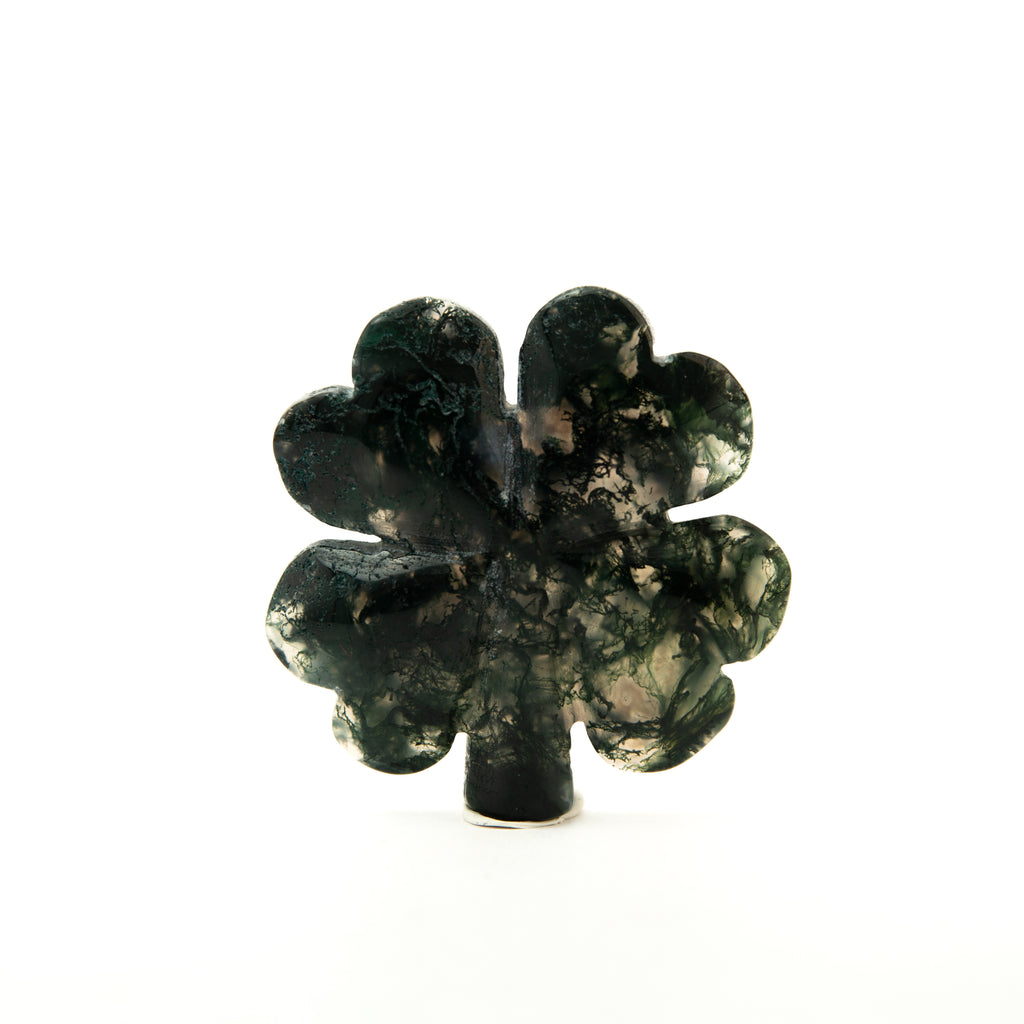Moss Agate Clover Leaf - 5cm (D)