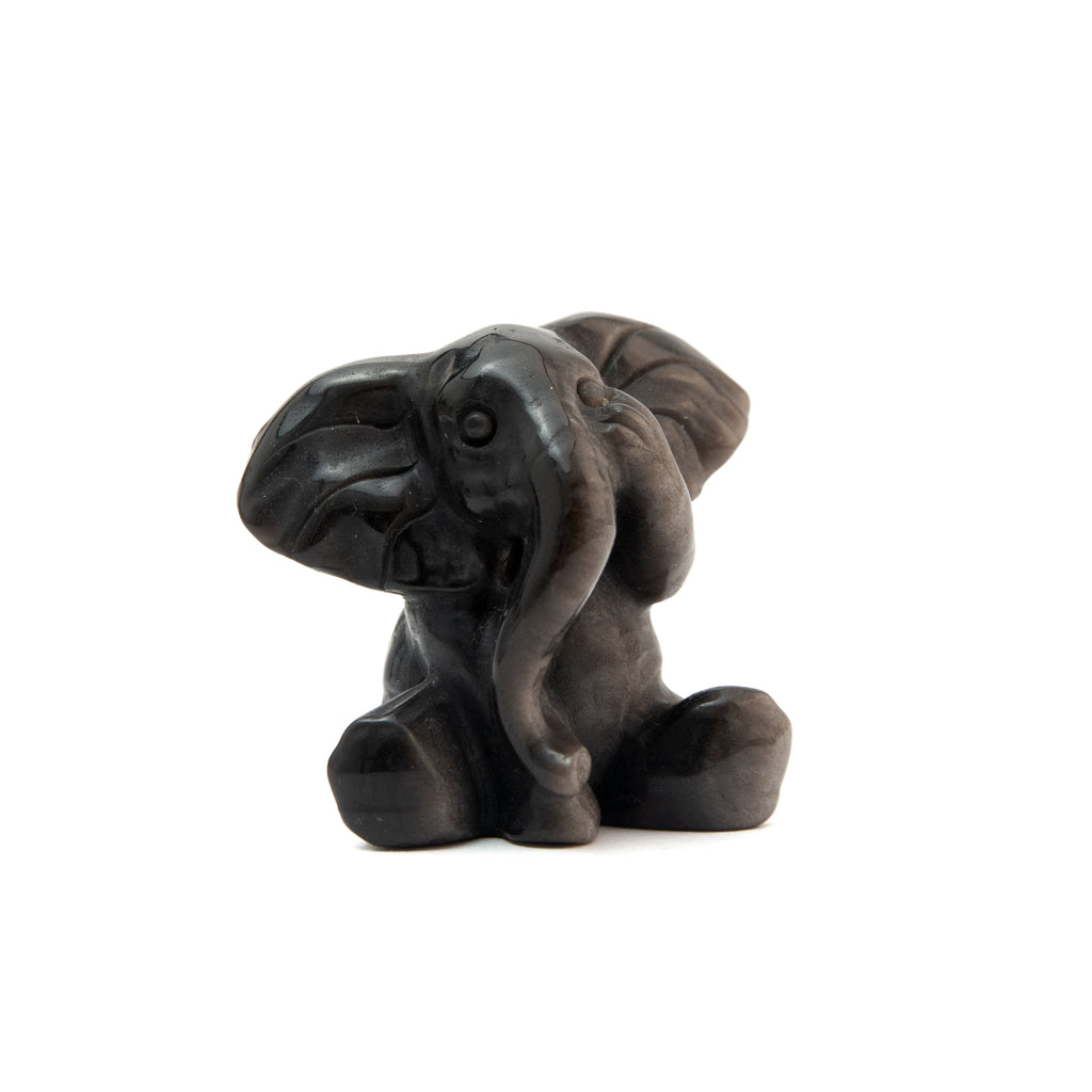 Silver Obsidian Elephant-5cm
