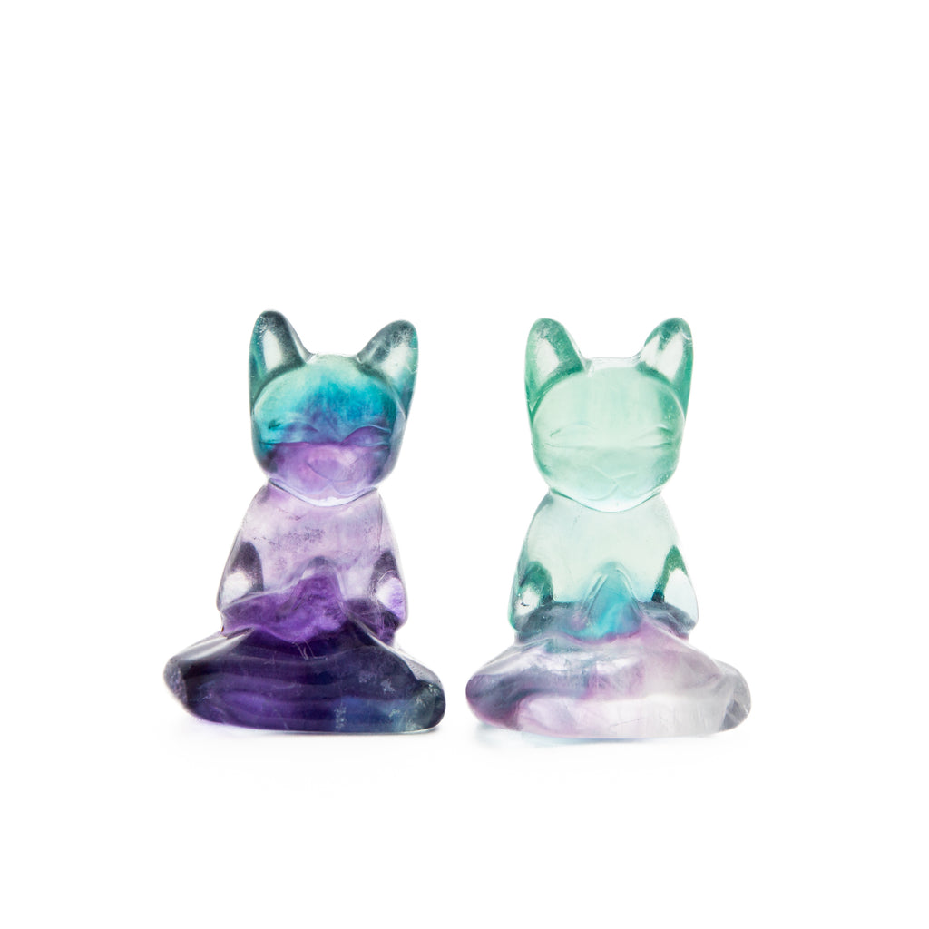 Fluorite Yoga Cat - 4cm