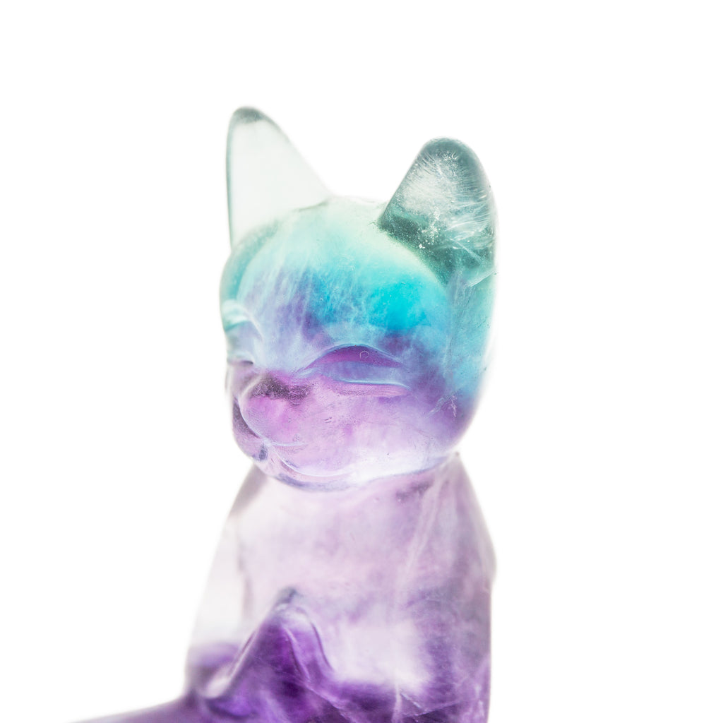 Fluorite Yoga Cat - 4cm