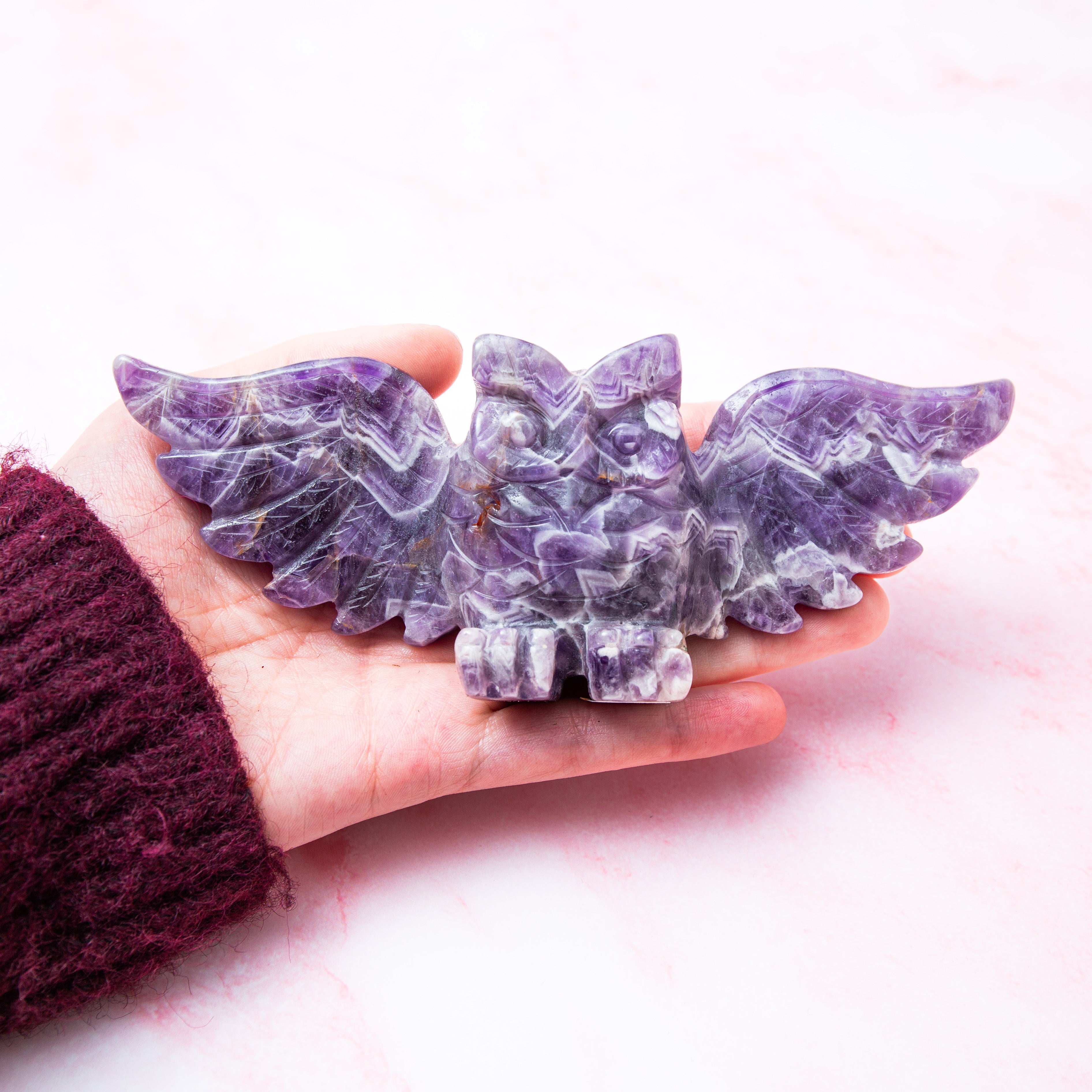 Chevron Ametiszt Bagoly - 6.5cm