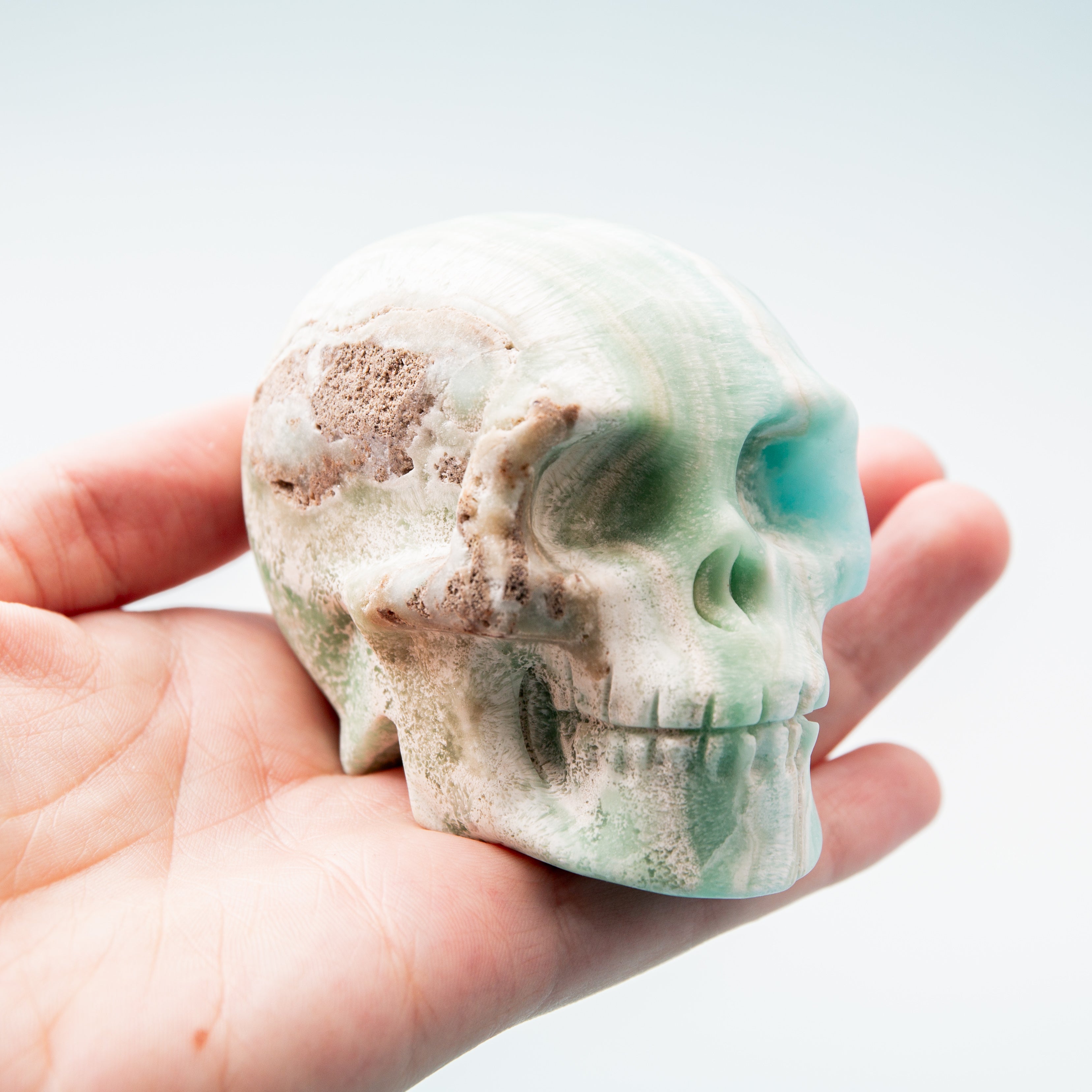 Blue Aragonite Skull - 8cm