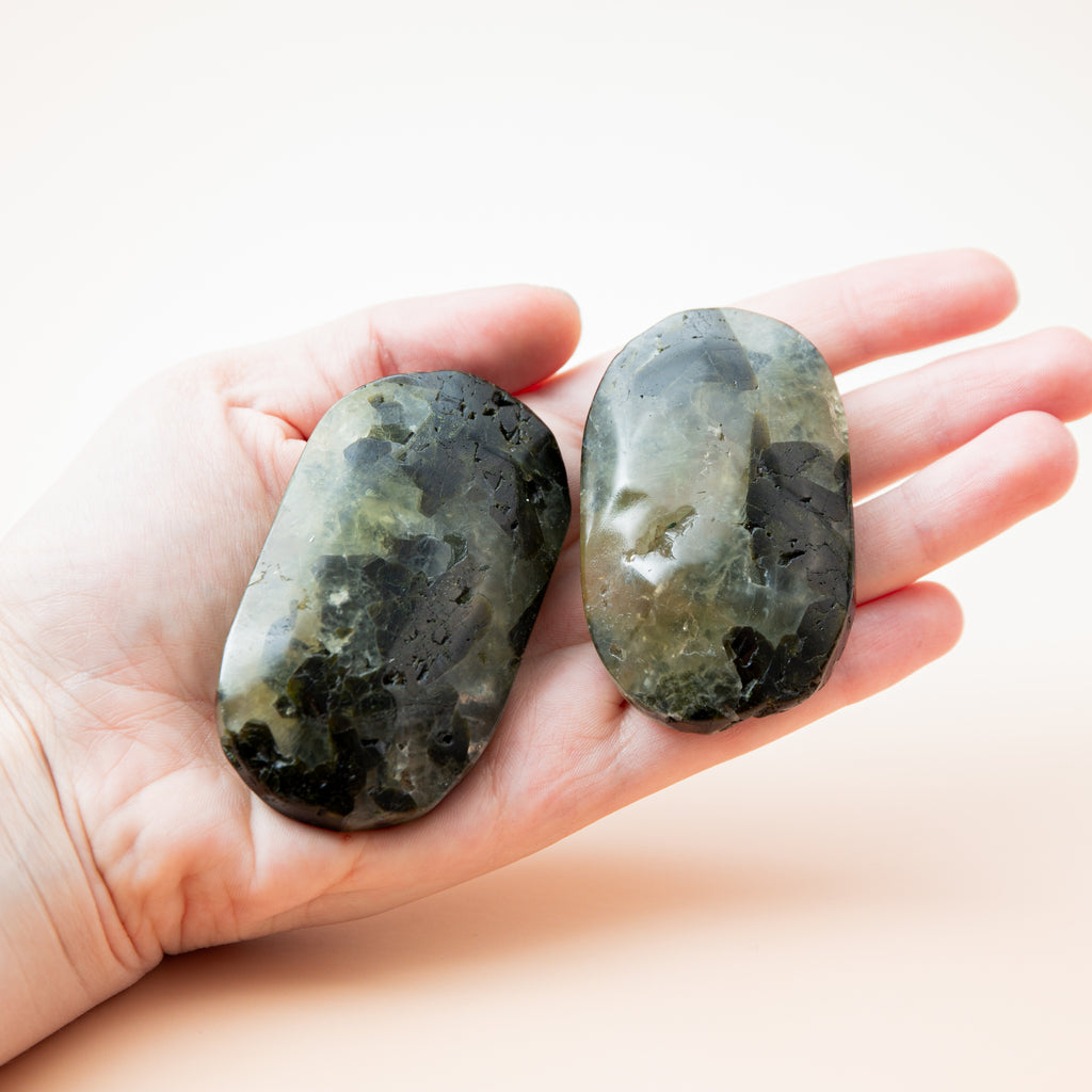 Prehnite with Epidote - Palm Stone