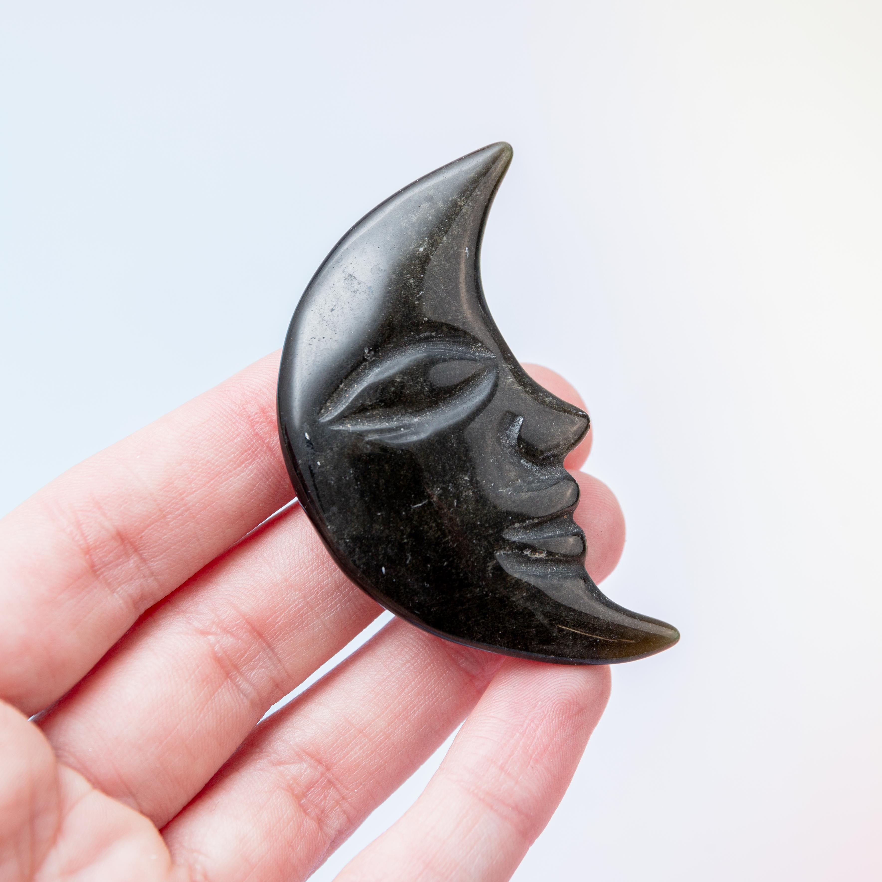 Golden Obsidian Moon Face - 6cm