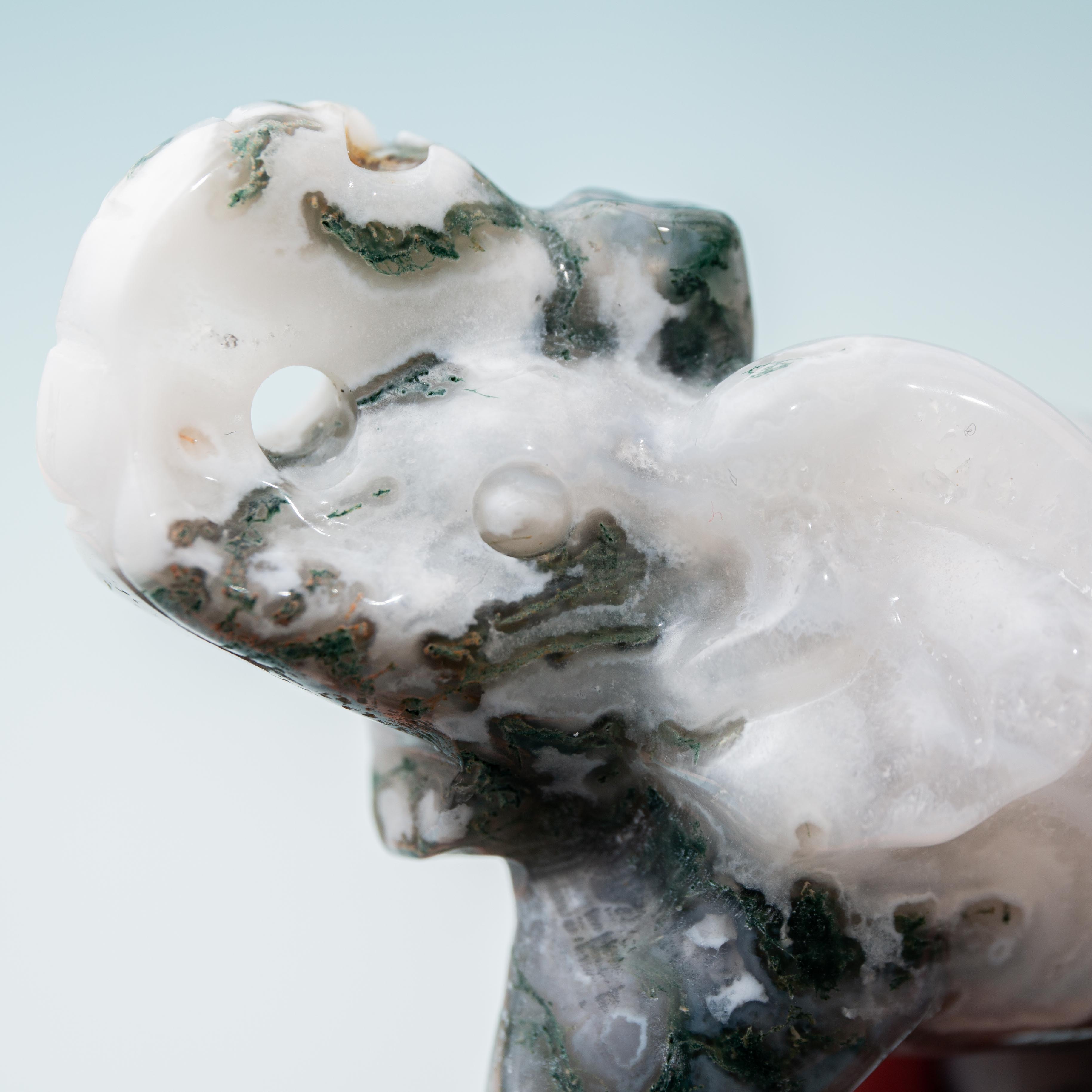 Moss Agate Elephant - 7.5cm/184g(B)