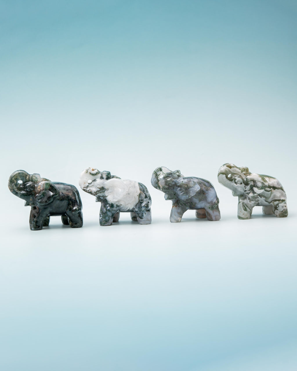 Moss Agate Elephant - 7.5cm/184g(B)