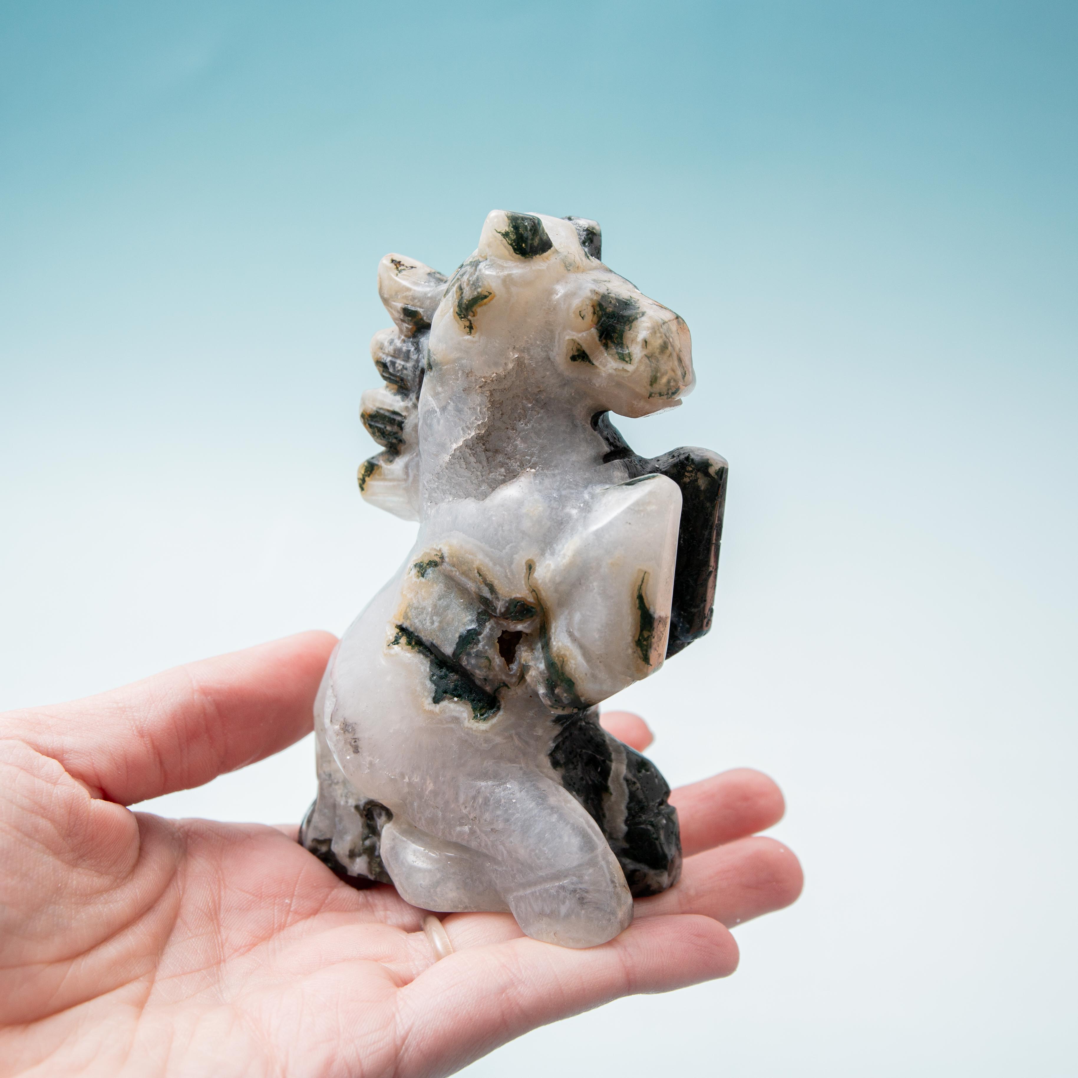 Moss Agate Horse- 10.5cm/307g (A)