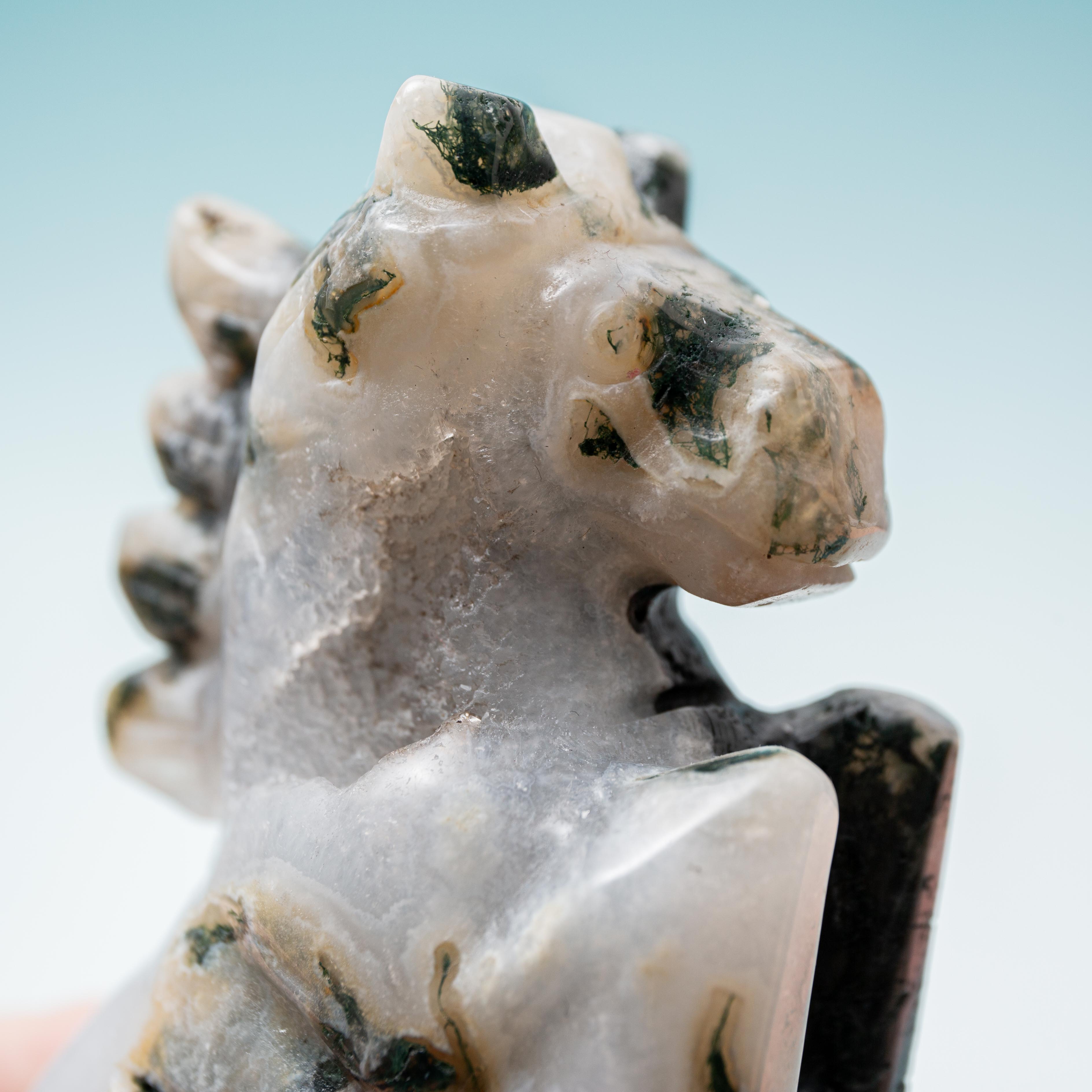 Moss Agate Horse- 10.5cm/307g (A)