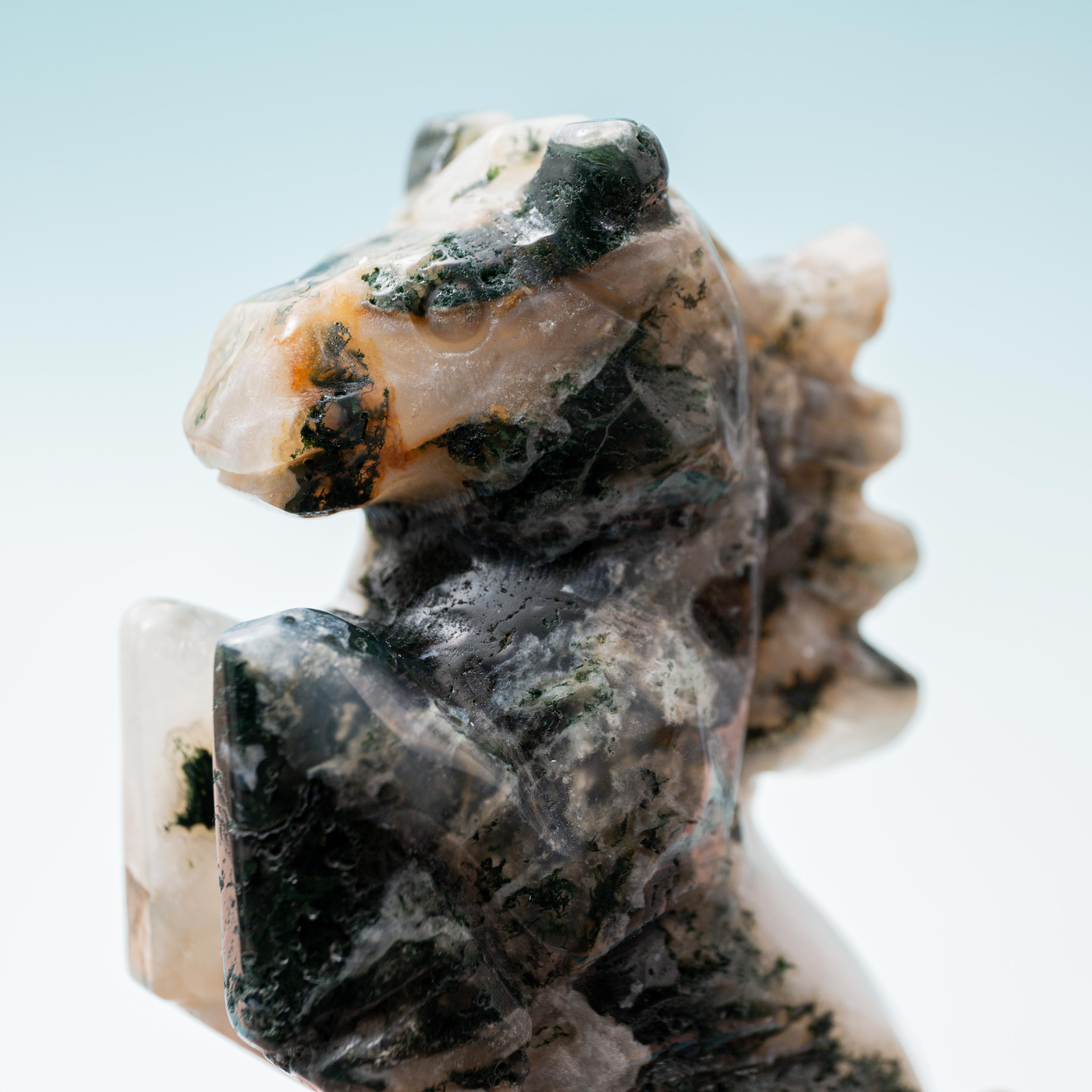 Moss Agate Horse- 10.5cm/307g (A)