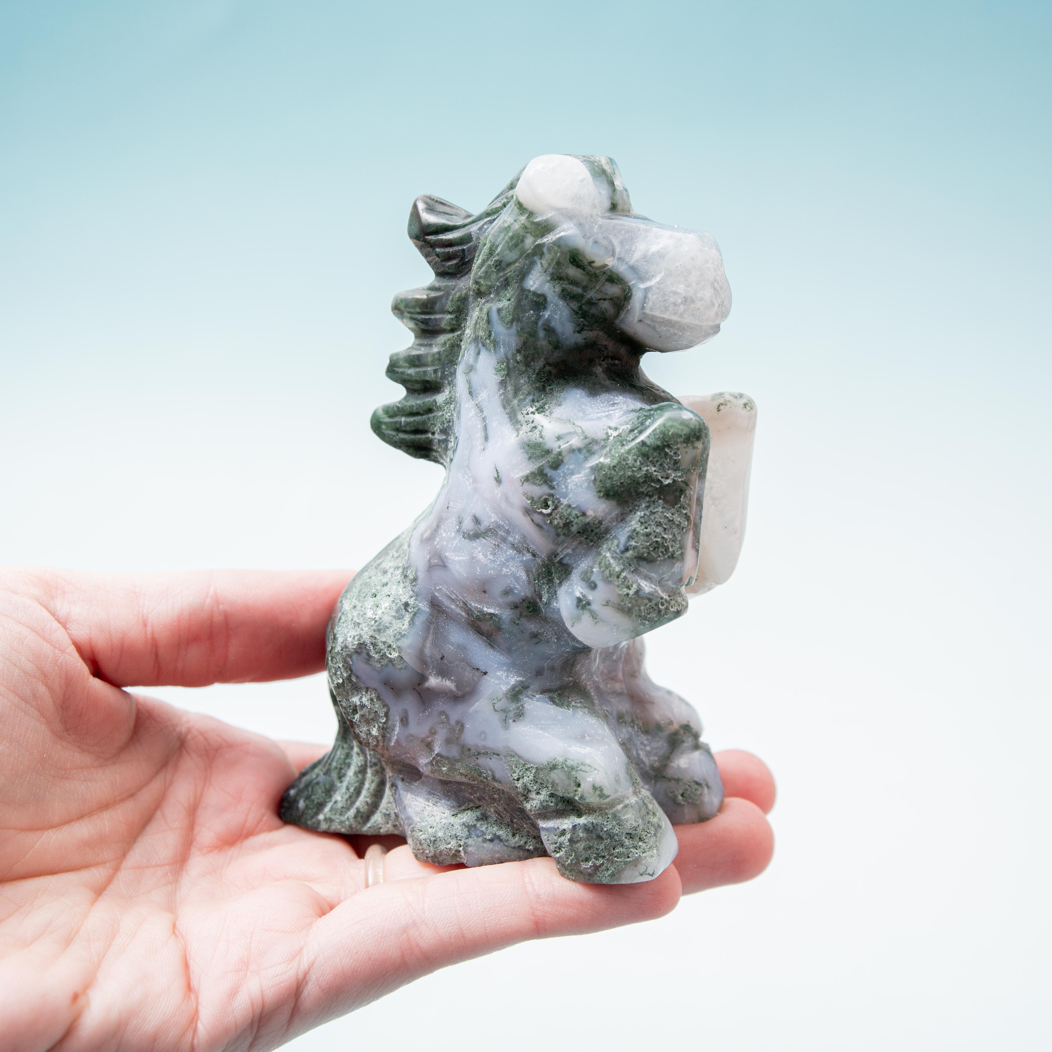 Moss Agate Horse- 10.5cm/330g (B)