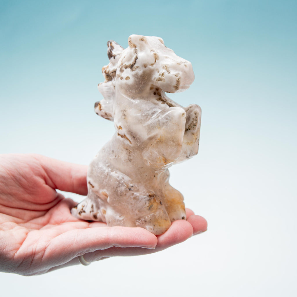 Moss Agate Horse- 10.5cm/319g(D)
