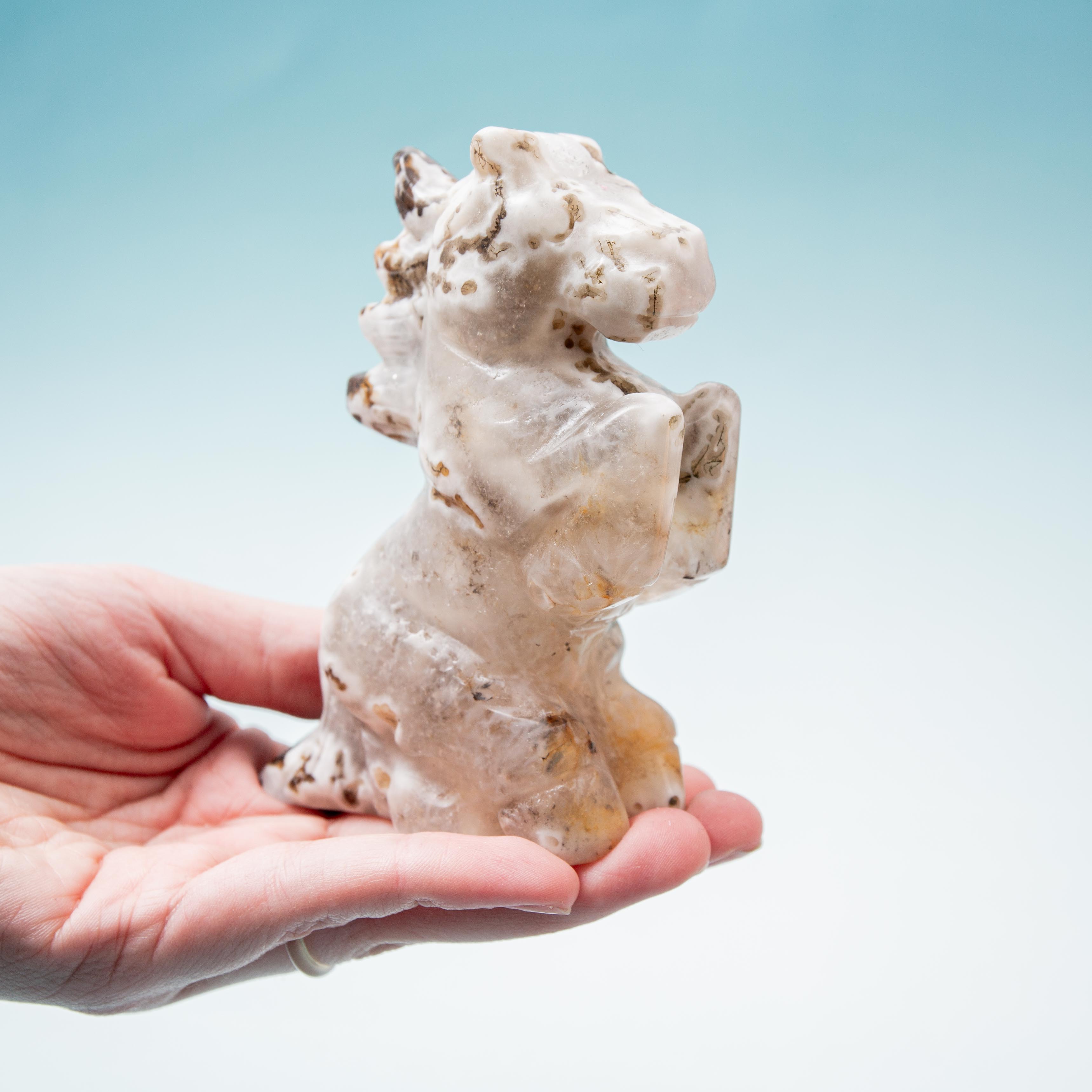 Moss Agate Horse- 10.5cm/319g(D)