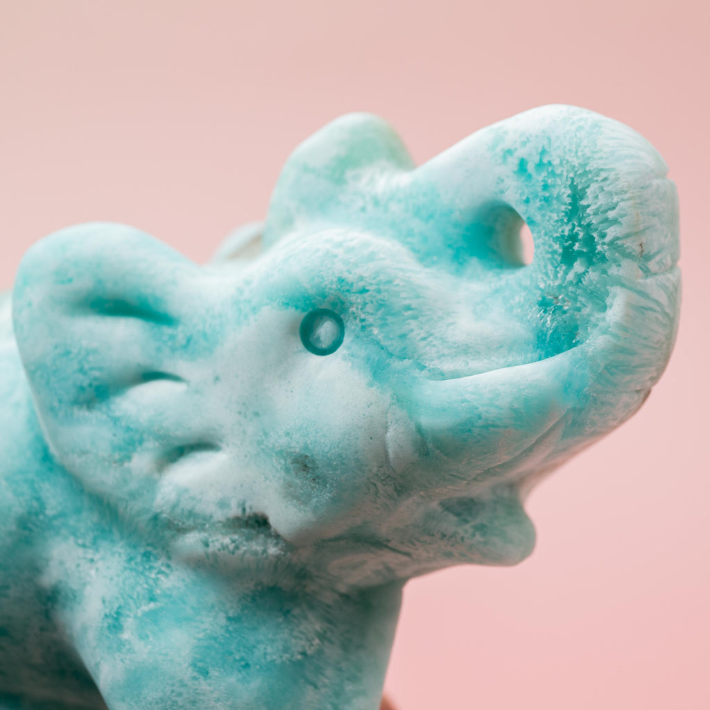 Blue Aragonite Elephant - 10cm/349g