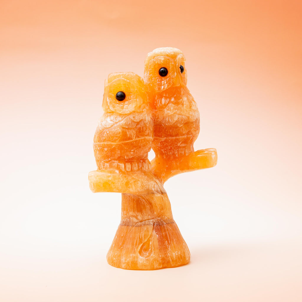 Yellow Calcite Owl - 15cm/688g