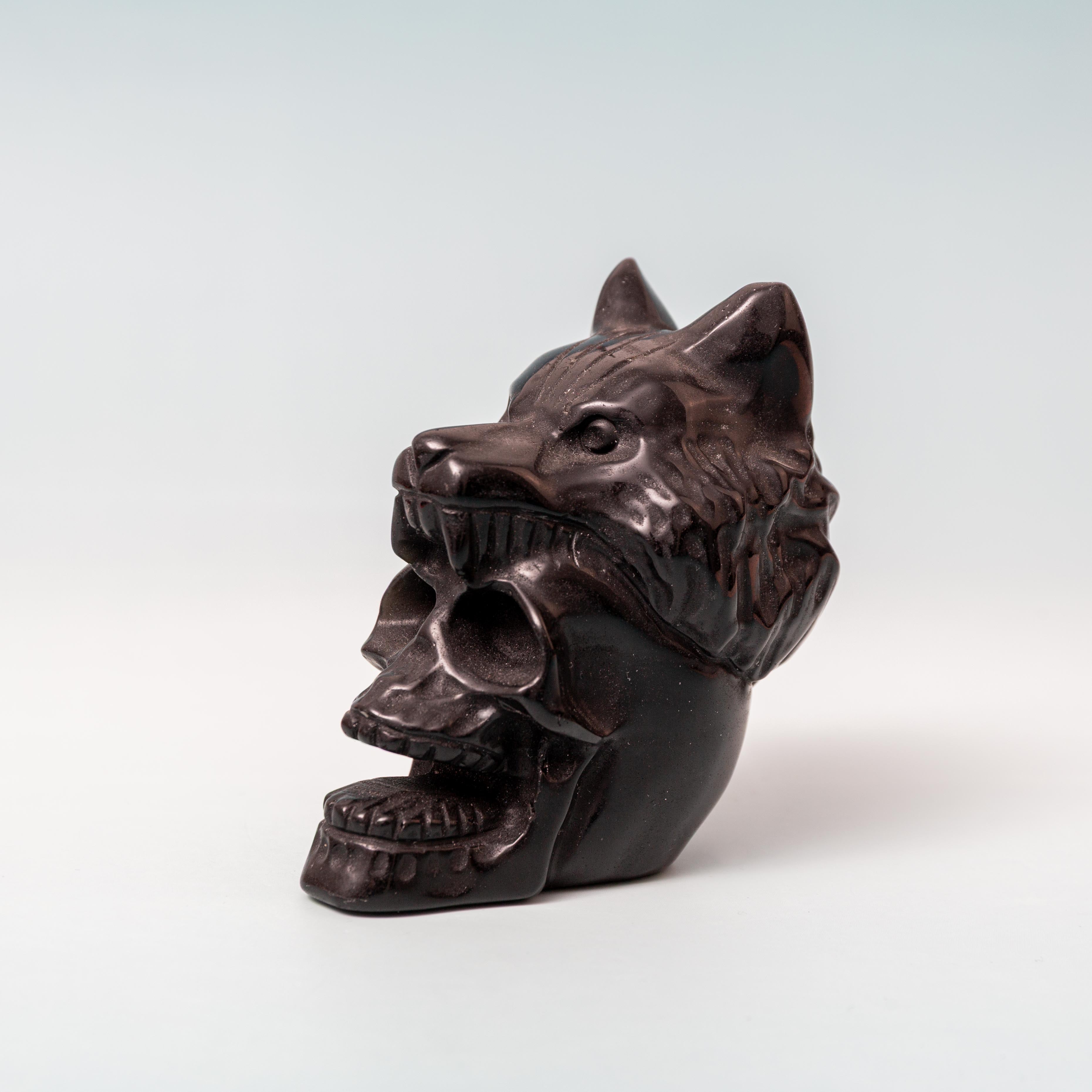 Obsidian Skull Wolf - 9cm/397g