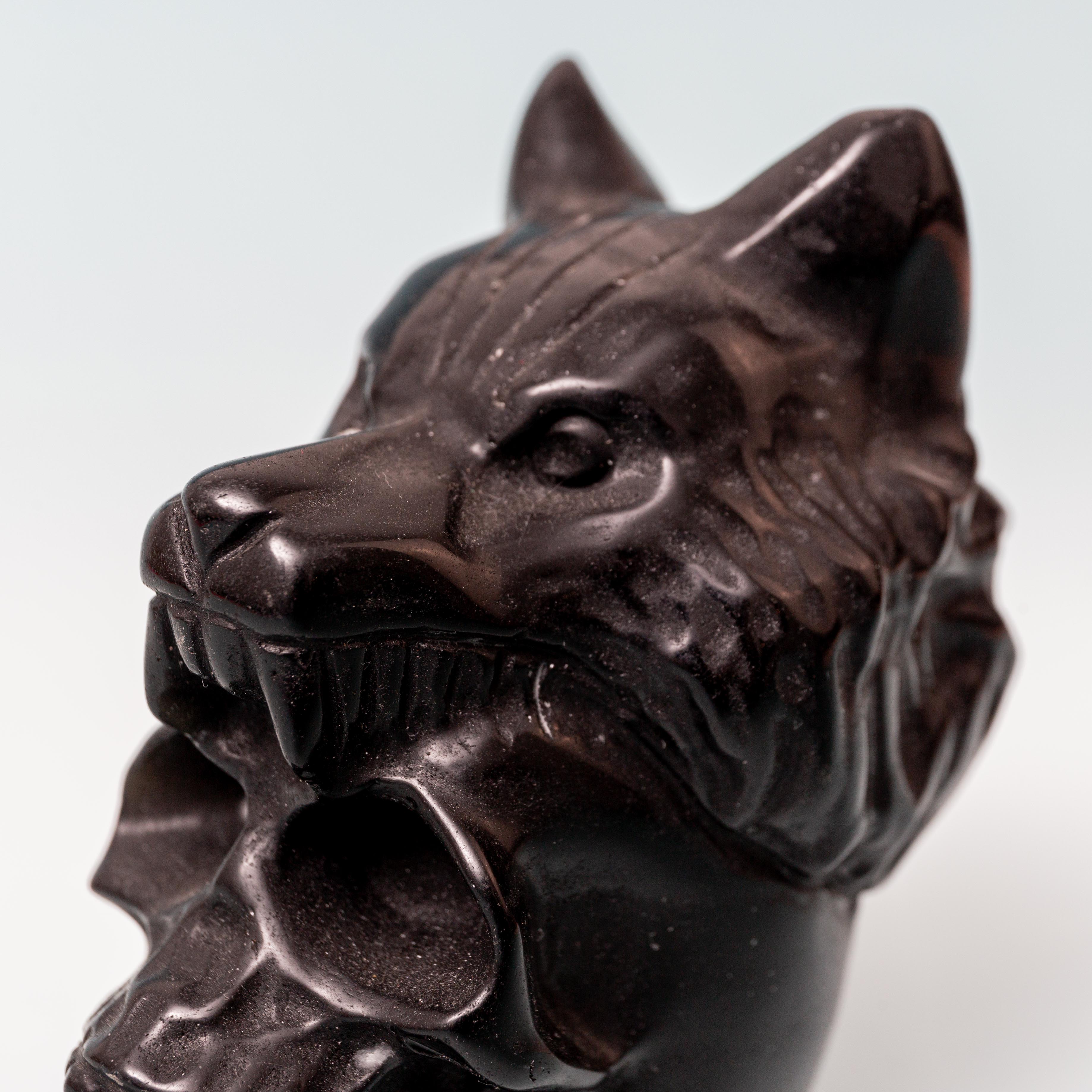 Obsidian Skull Wolf - 9cm/397g