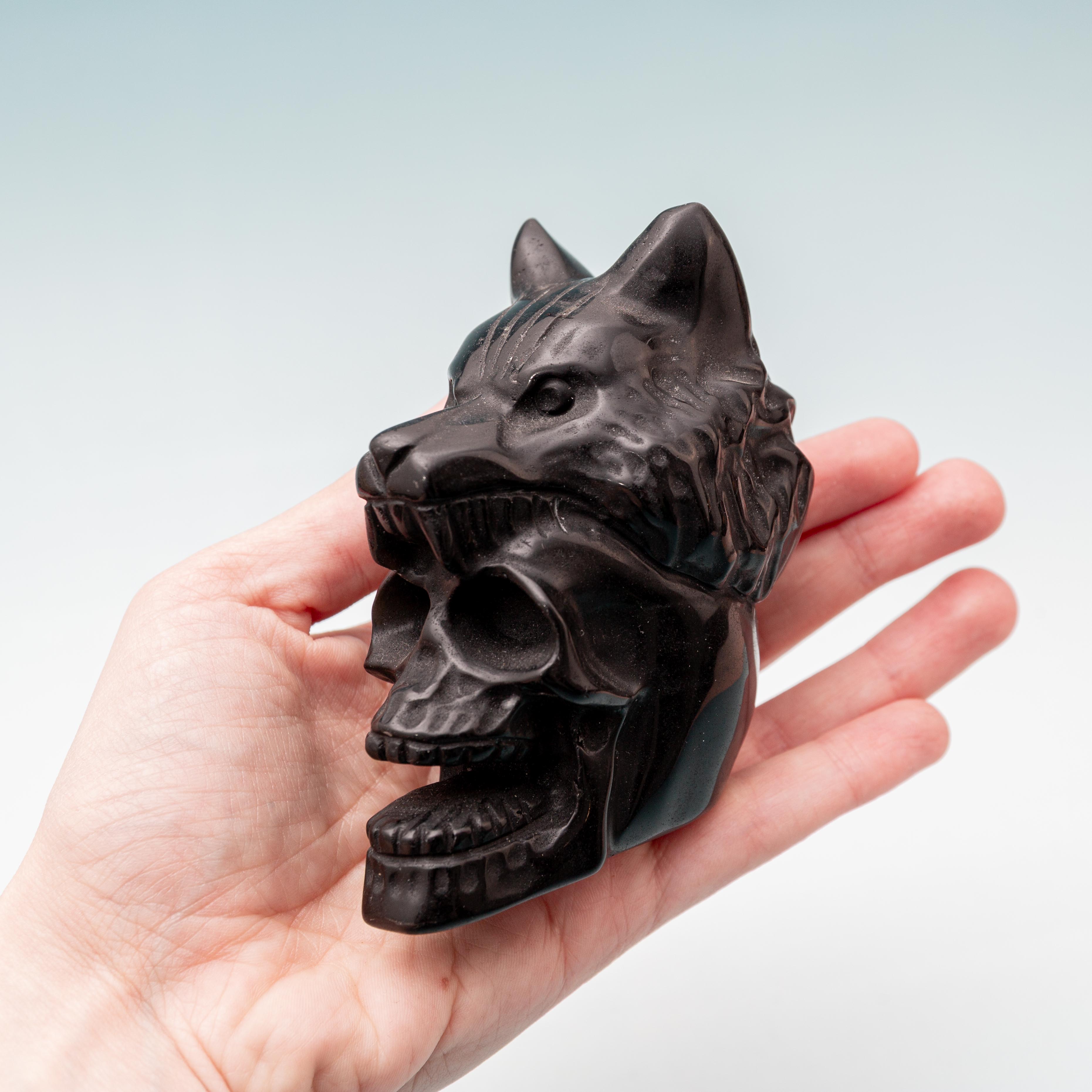 Obsidian Skull Wolf - 9cm/397g