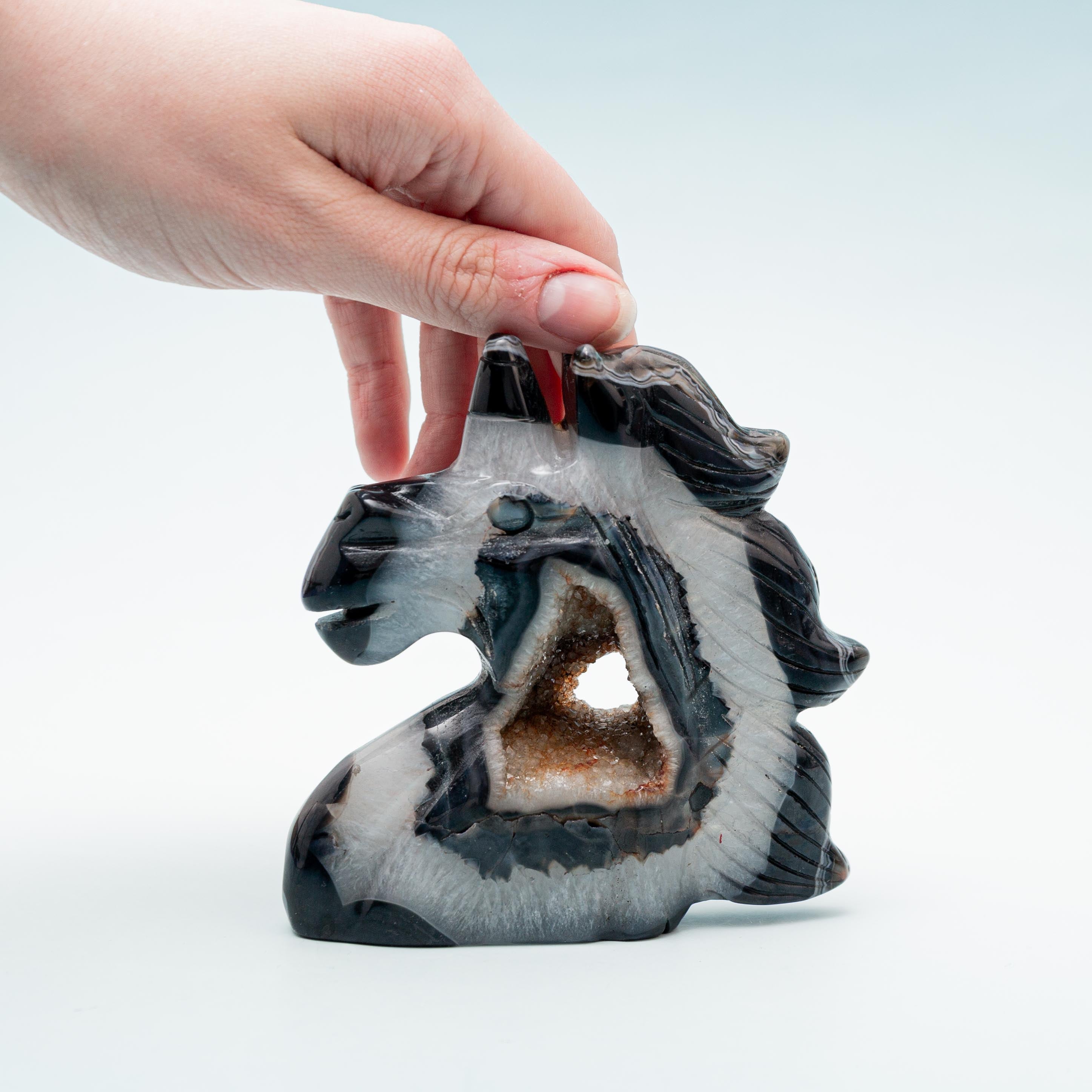 Black Agate Unicorn - 387g/11cm
